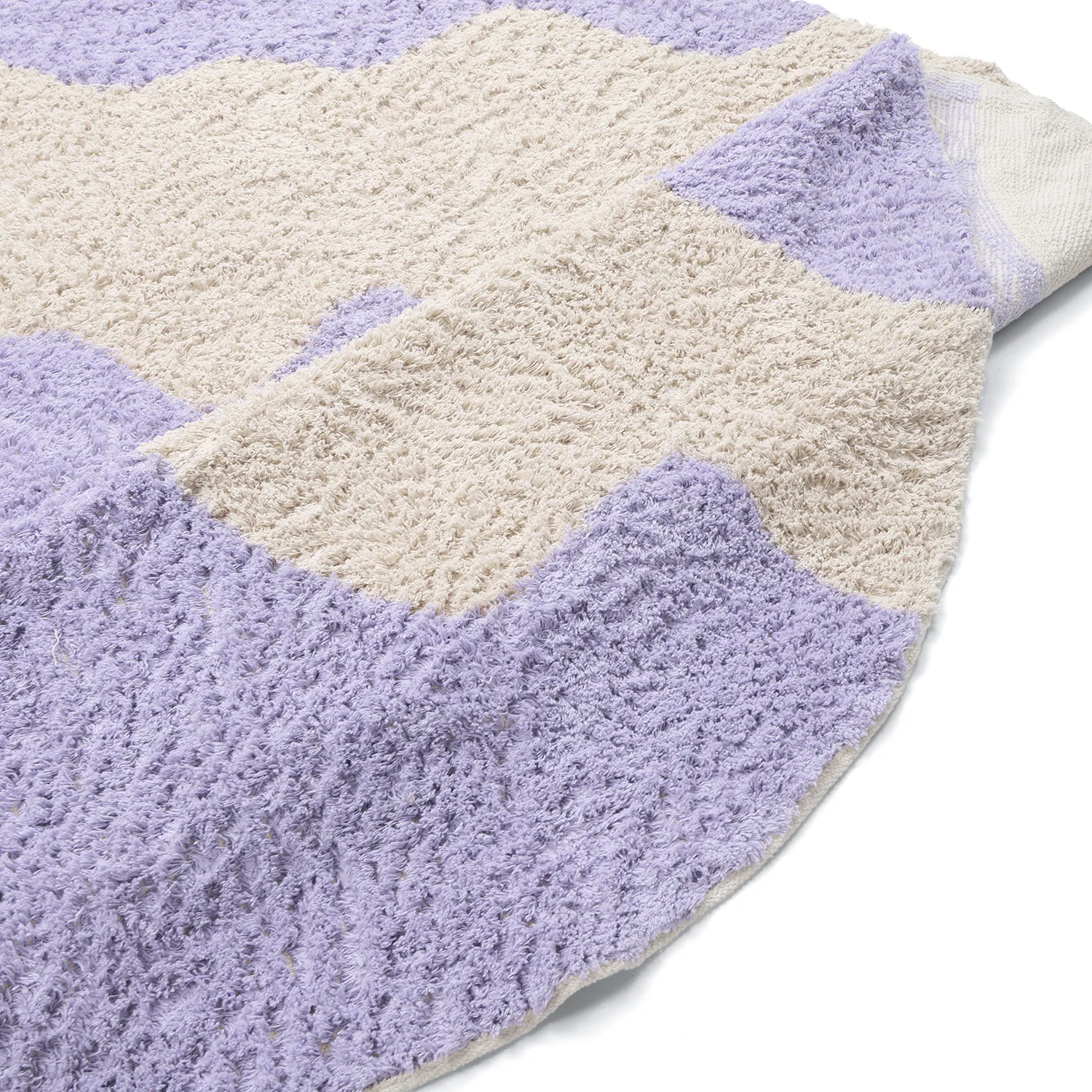 Alfombras redondeadas - Amira Natural Cotton Shaggy (morado/beige)