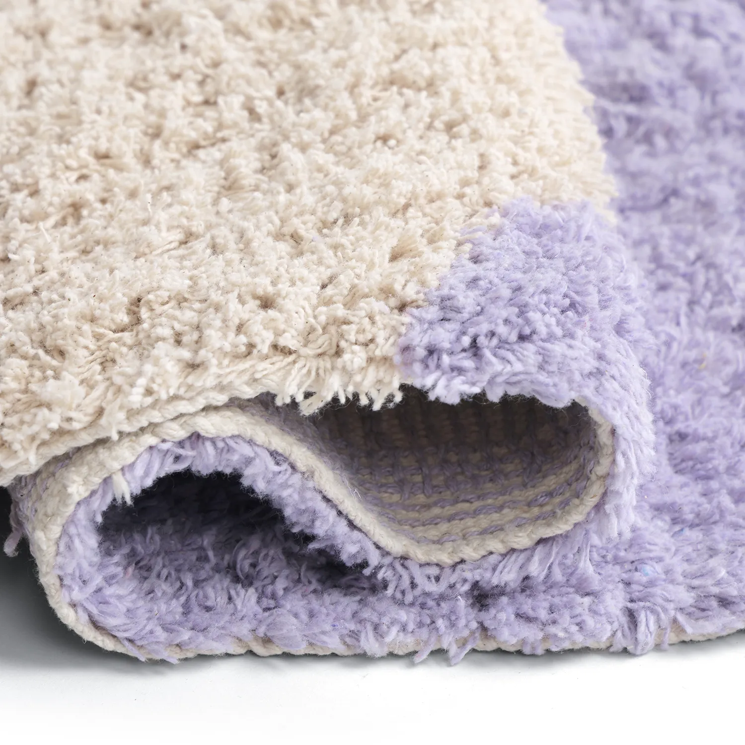 Alfombras de pelo largo - Amira Natural Cotton Shaggy (morado/beige)