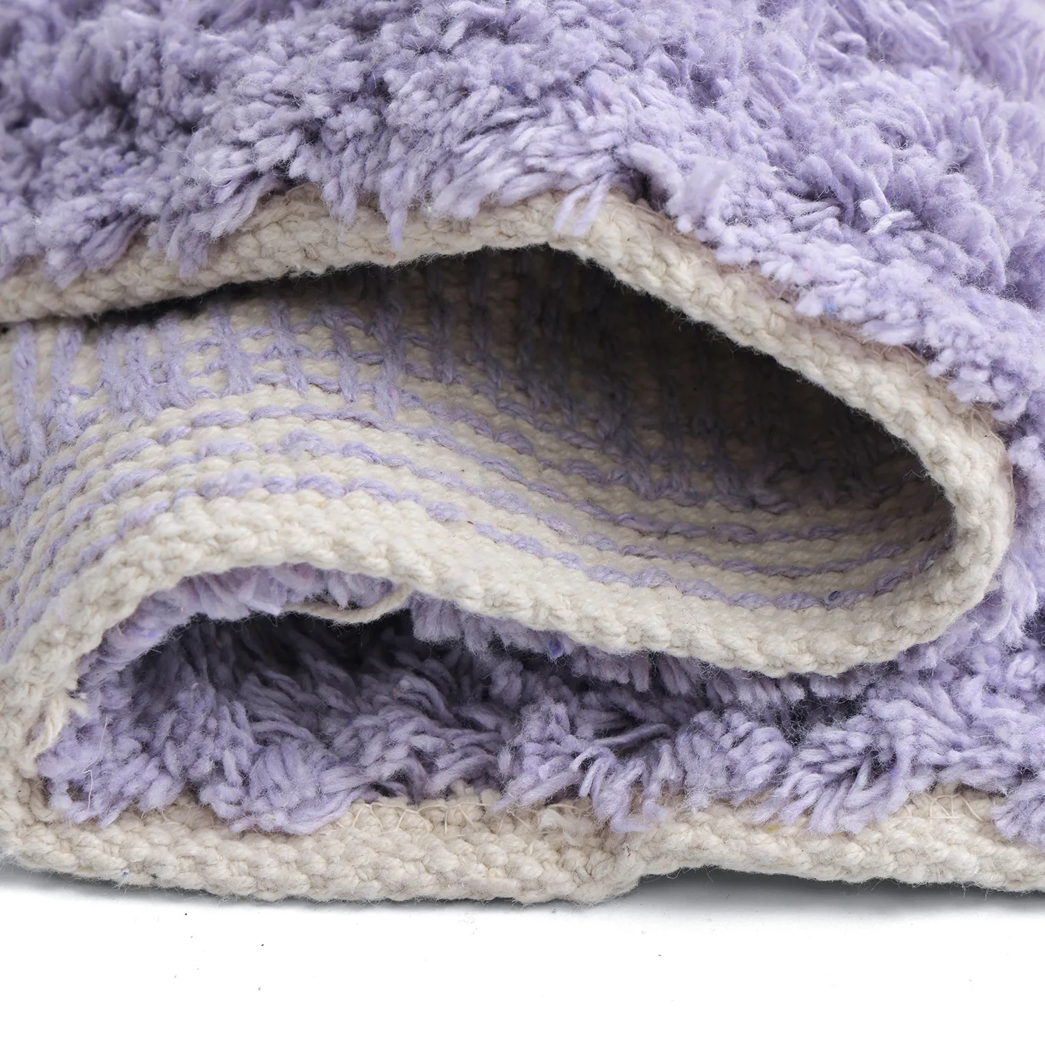 Alfombras redondeadas - Amira Natural Cotton Shaggy (morado/beige)
