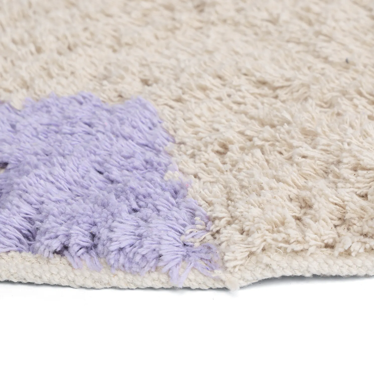 Alfombras redondeadas - Amira Natural Cotton Shaggy (morado/beige)