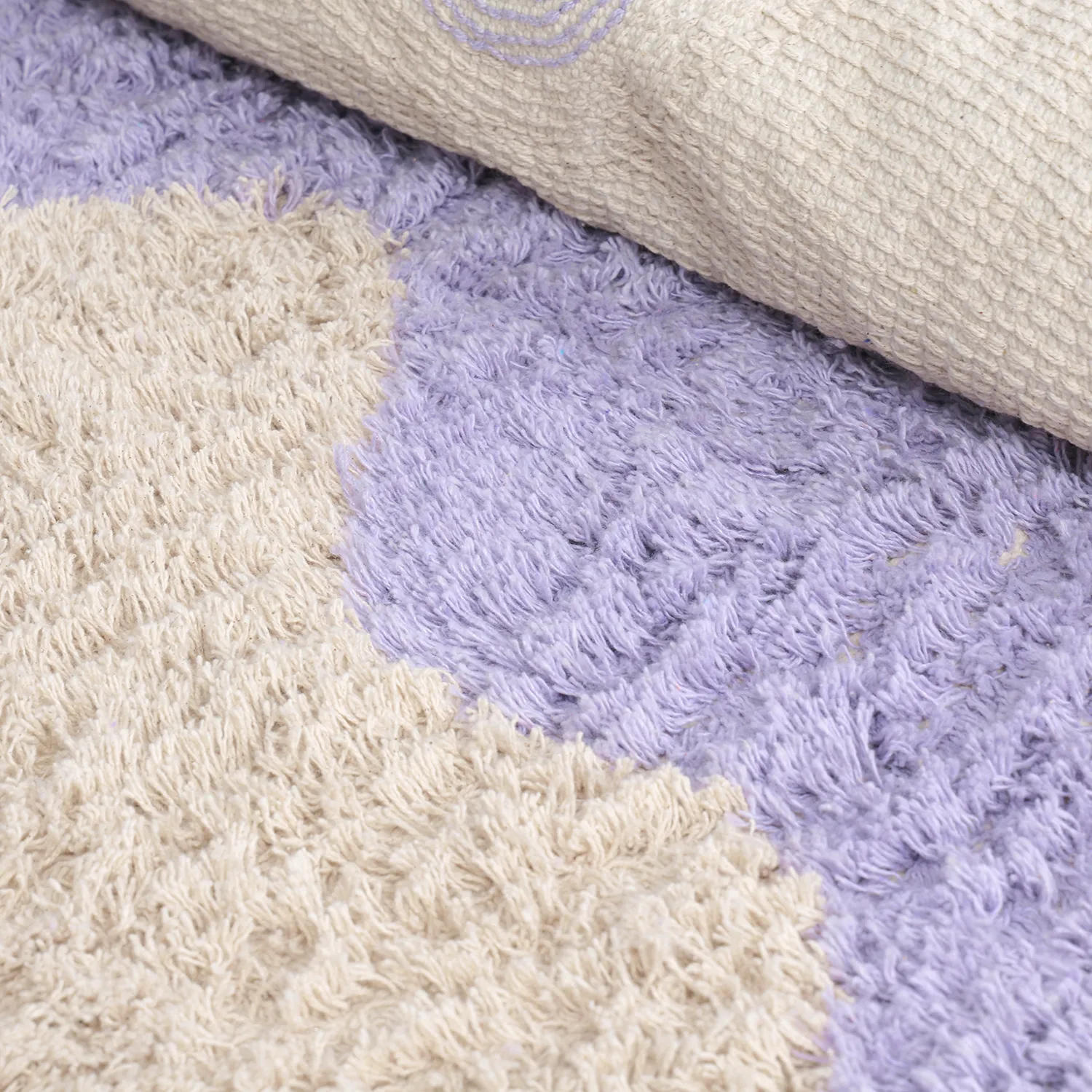 Alfombras redondeadas - Amira Natural Cotton Shaggy (morado/beige)