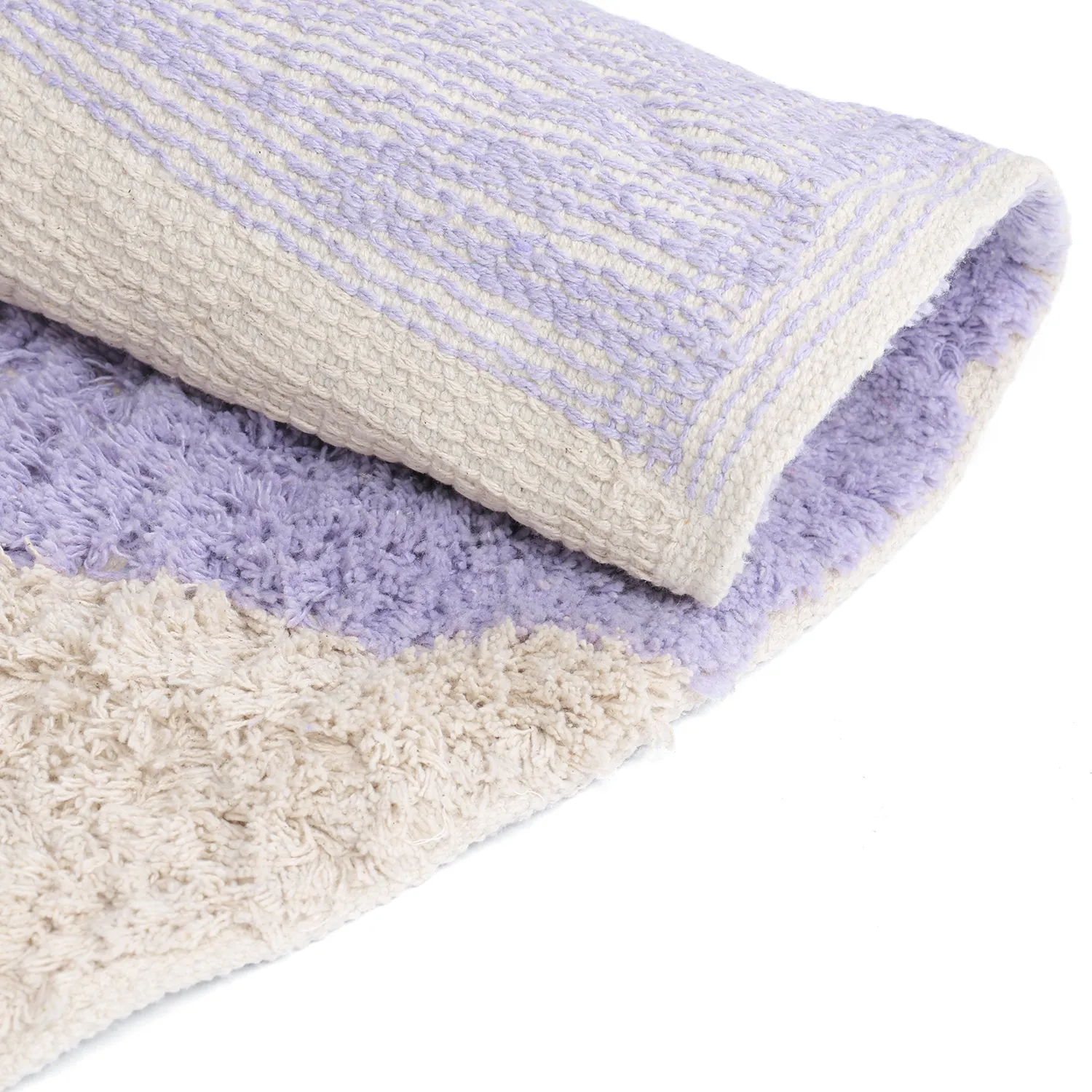 Alfombras redondeadas - Amira Natural Cotton Shaggy (morado/beige)