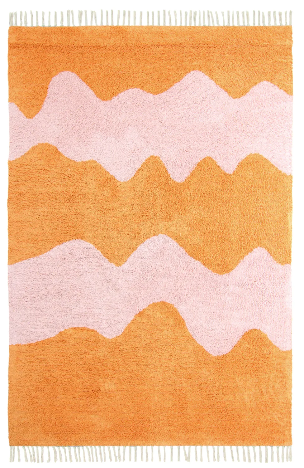 Alfombras de pelo largo - Amira Natural Cotton Shaggy (naranja/rosa)