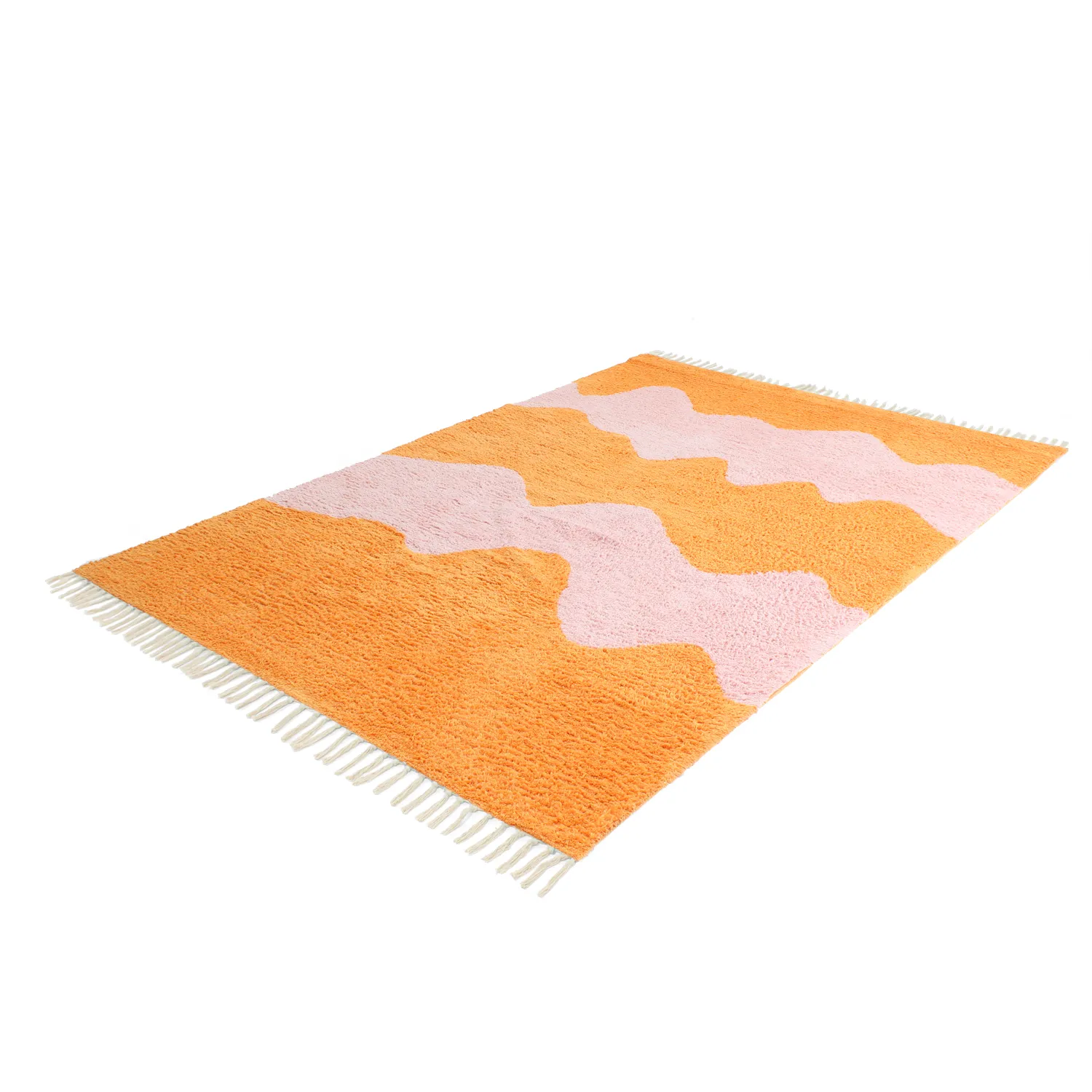 Alfombras de pelo largo - Amira Natural Cotton Shaggy (naranja/rosa)