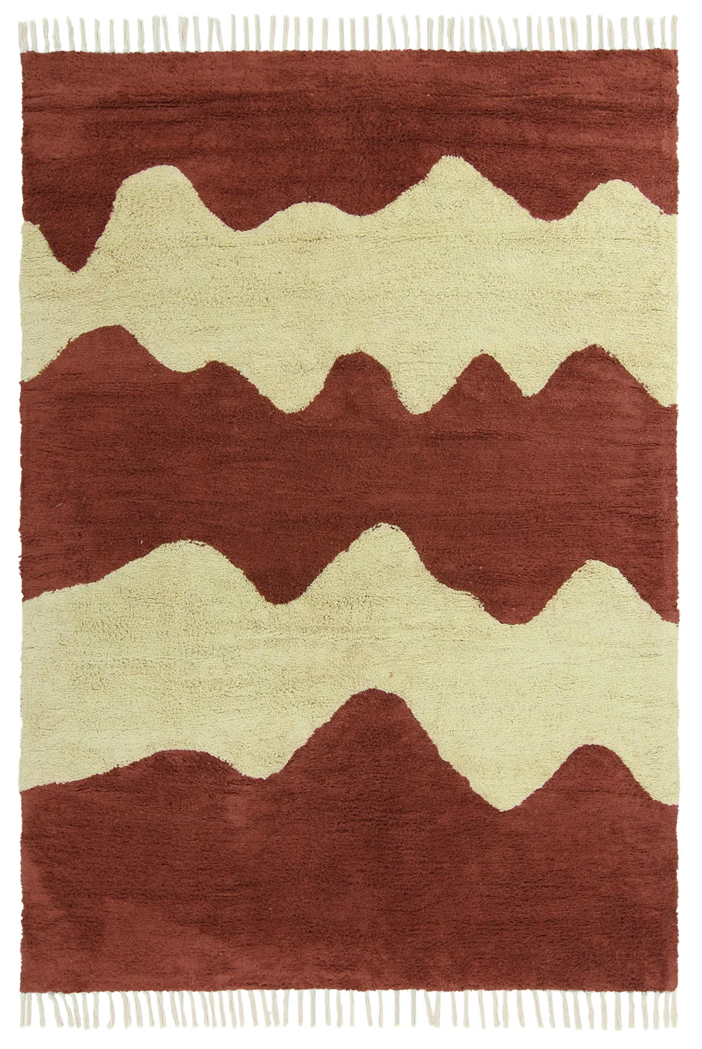 Alfombras de pelo largo - Amira Natural Cotton Shaggy (rojo/beige)