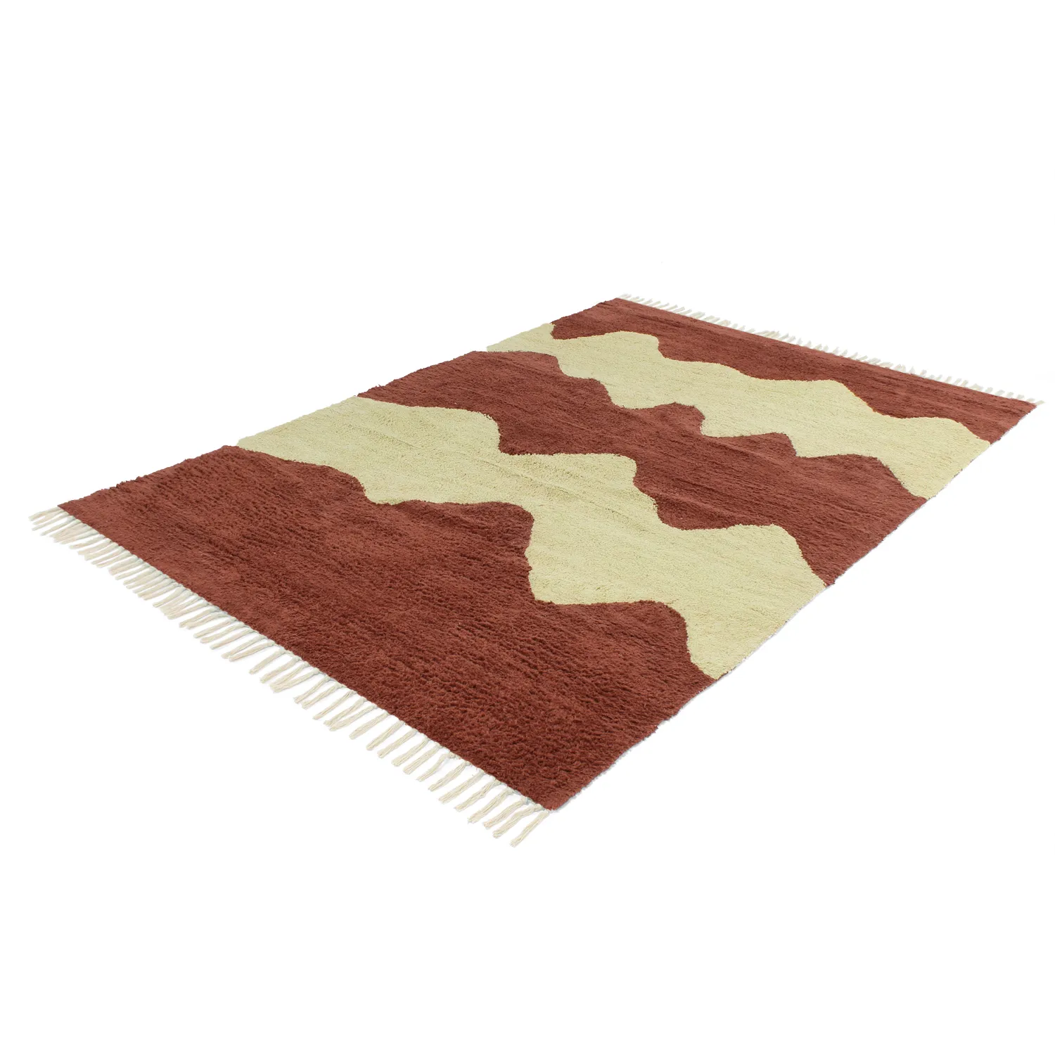Alfombras de pelo largo - Amira Natural Cotton Shaggy (rojo/beige)