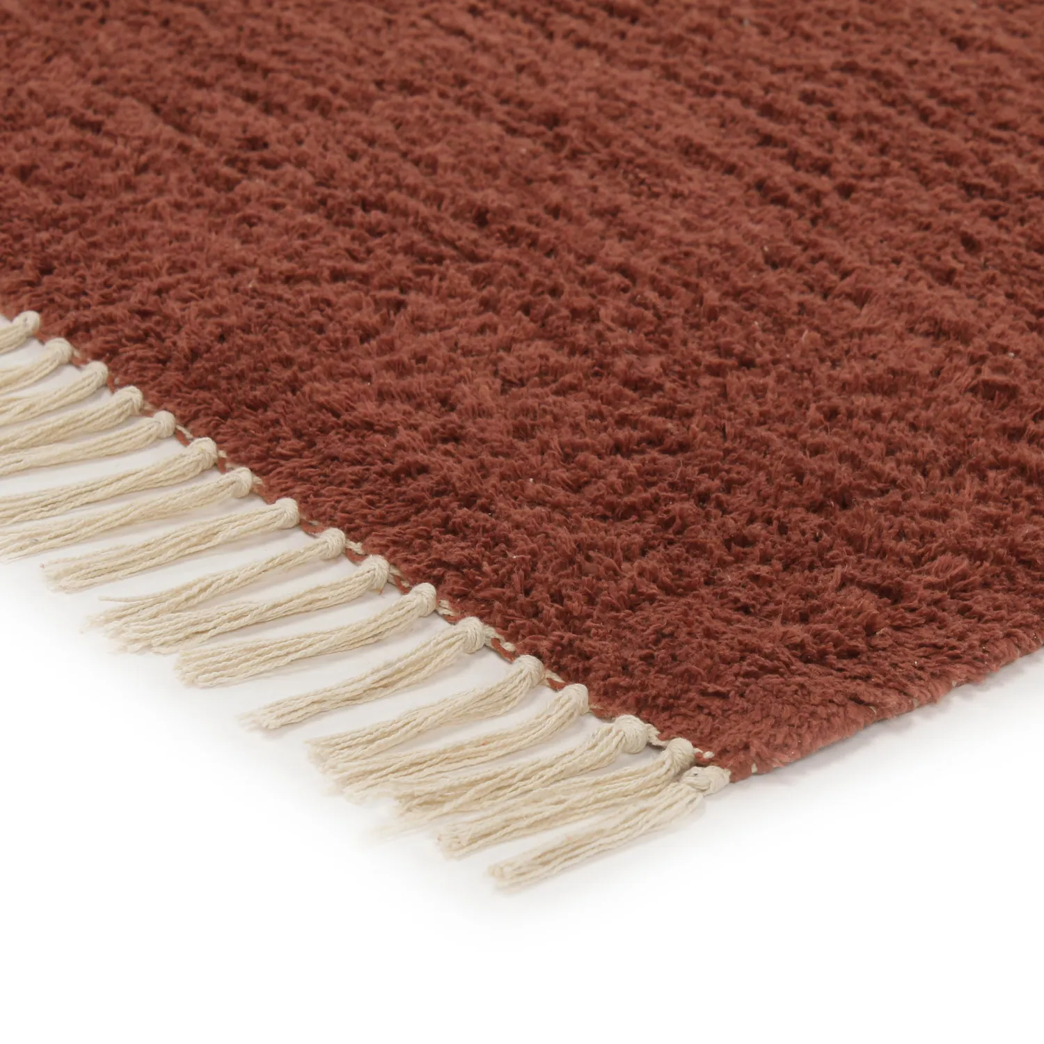 Alfombras de pelo largo - Amira Natural Cotton Shaggy (rojo/beige)