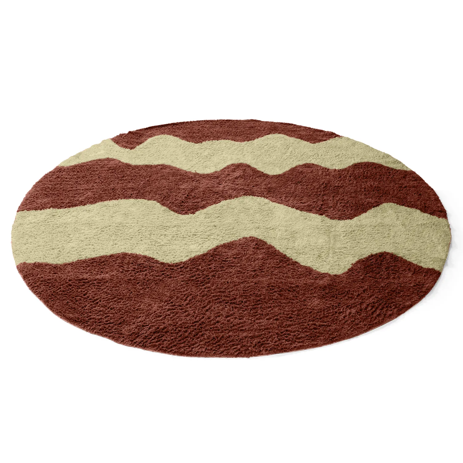 Alfombras redondeadas - Amira Natural Cotton Shaggy (rojo/beige)