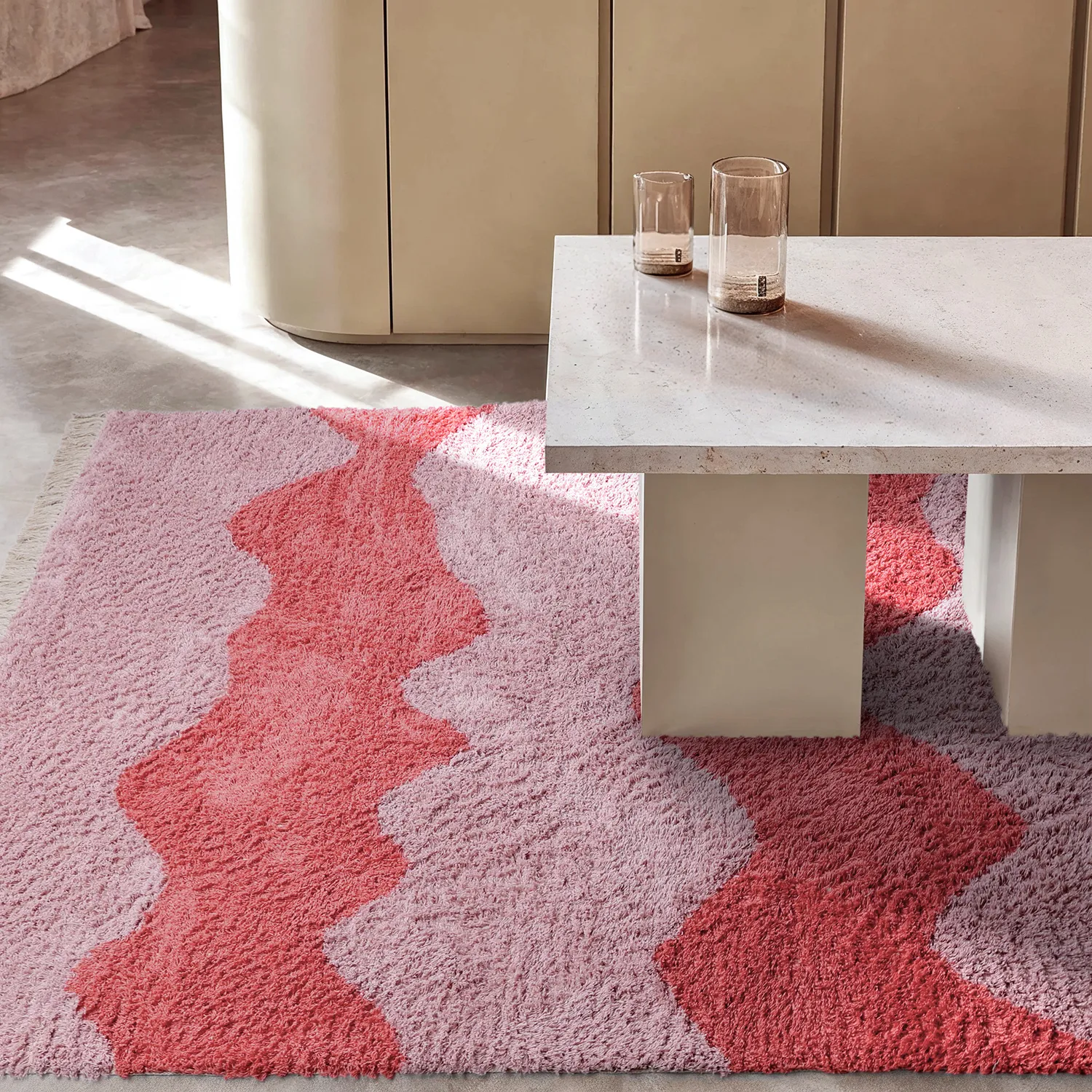 Alfombras de pelo largo - Amira Natural Cotton Shaggy (rosa)