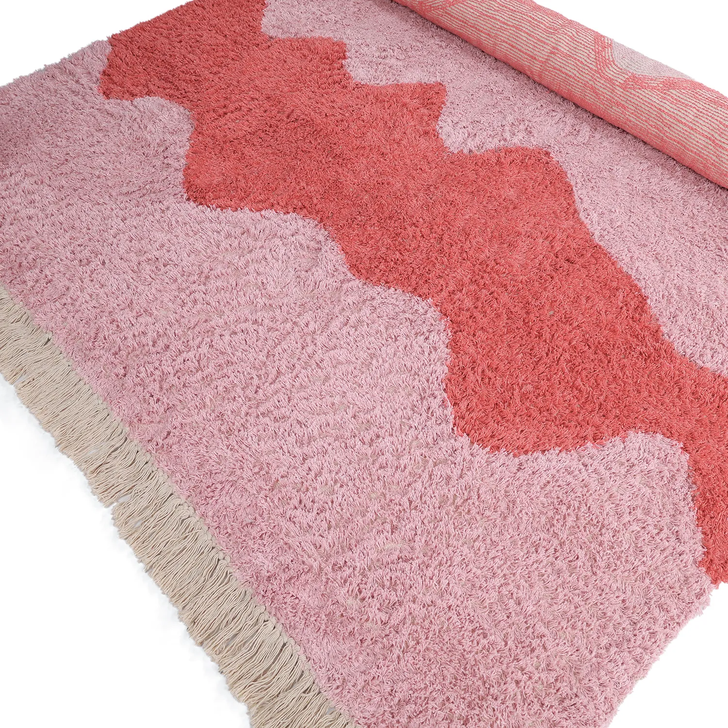 Alfombras de pelo largo - Amira Natural Cotton Shaggy (rosa)
