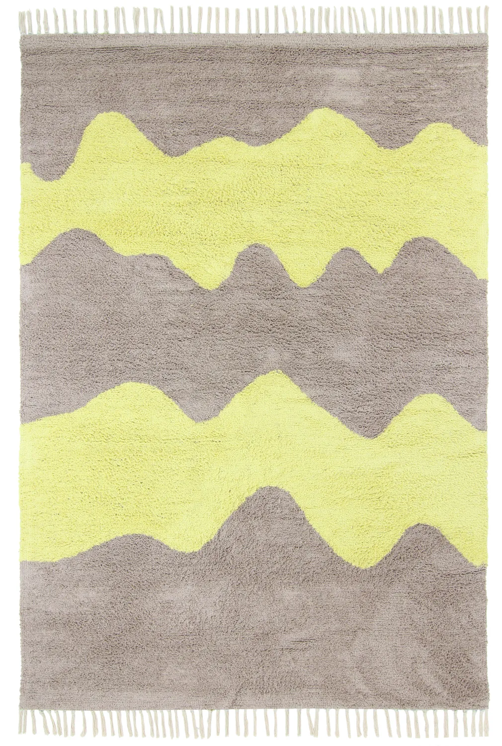 Alfombras de pelo largo - Amira Natural Cotton Shaggy (gris topo/amarillo)