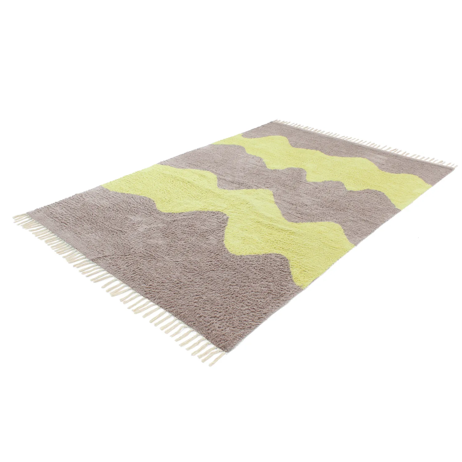 Alfombras de pelo largo - Amira Natural Cotton Shaggy (gris topo/amarillo)