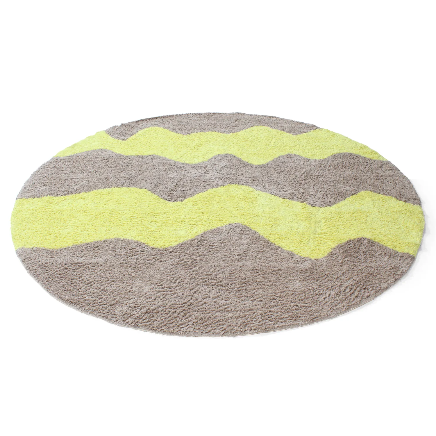 Alfombras redondeadas - Amira Natural Cotton Shaggy (gris topo/amarillo)