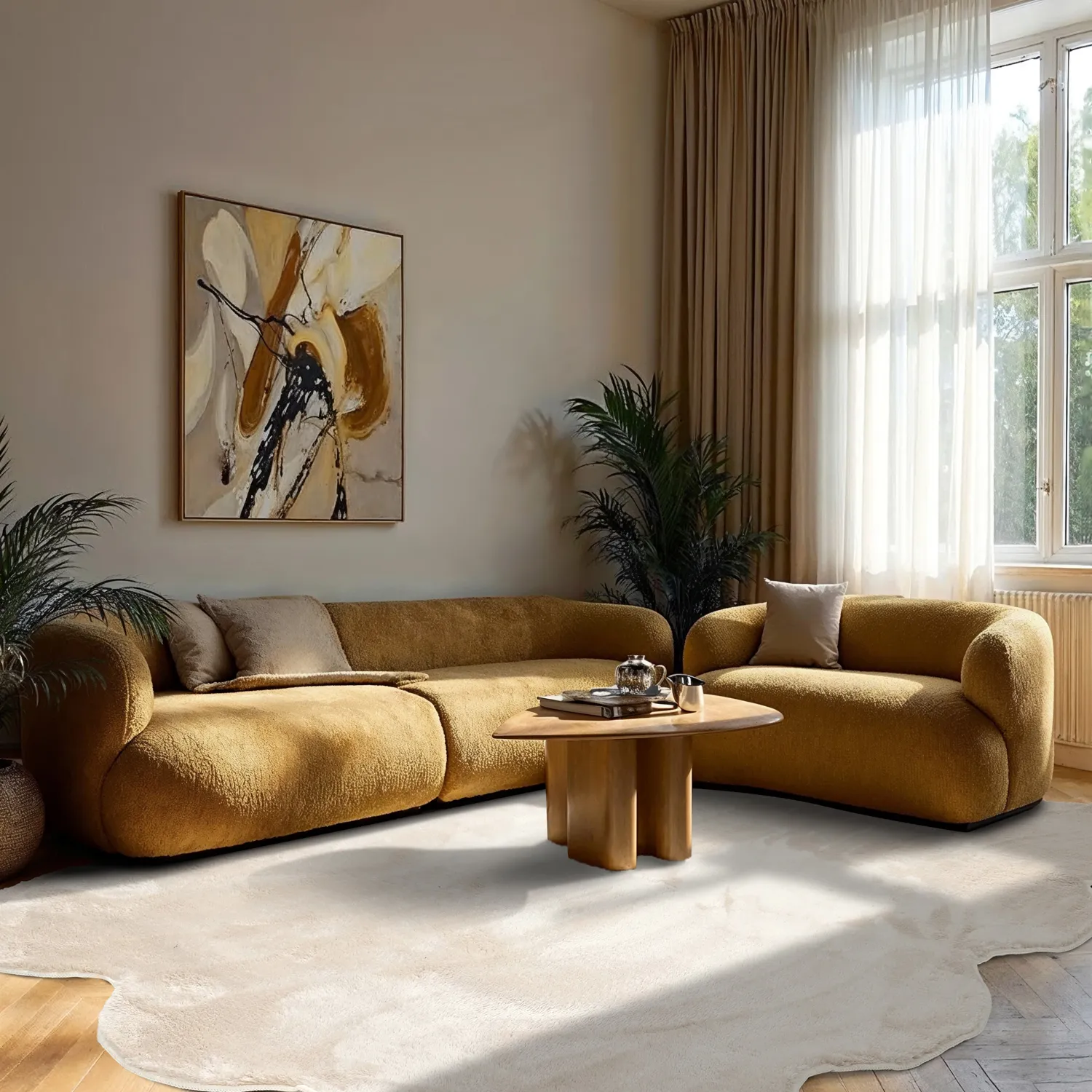 Alfombra de pelo largo ondulada - Aranga Super Soft Fur (beige)