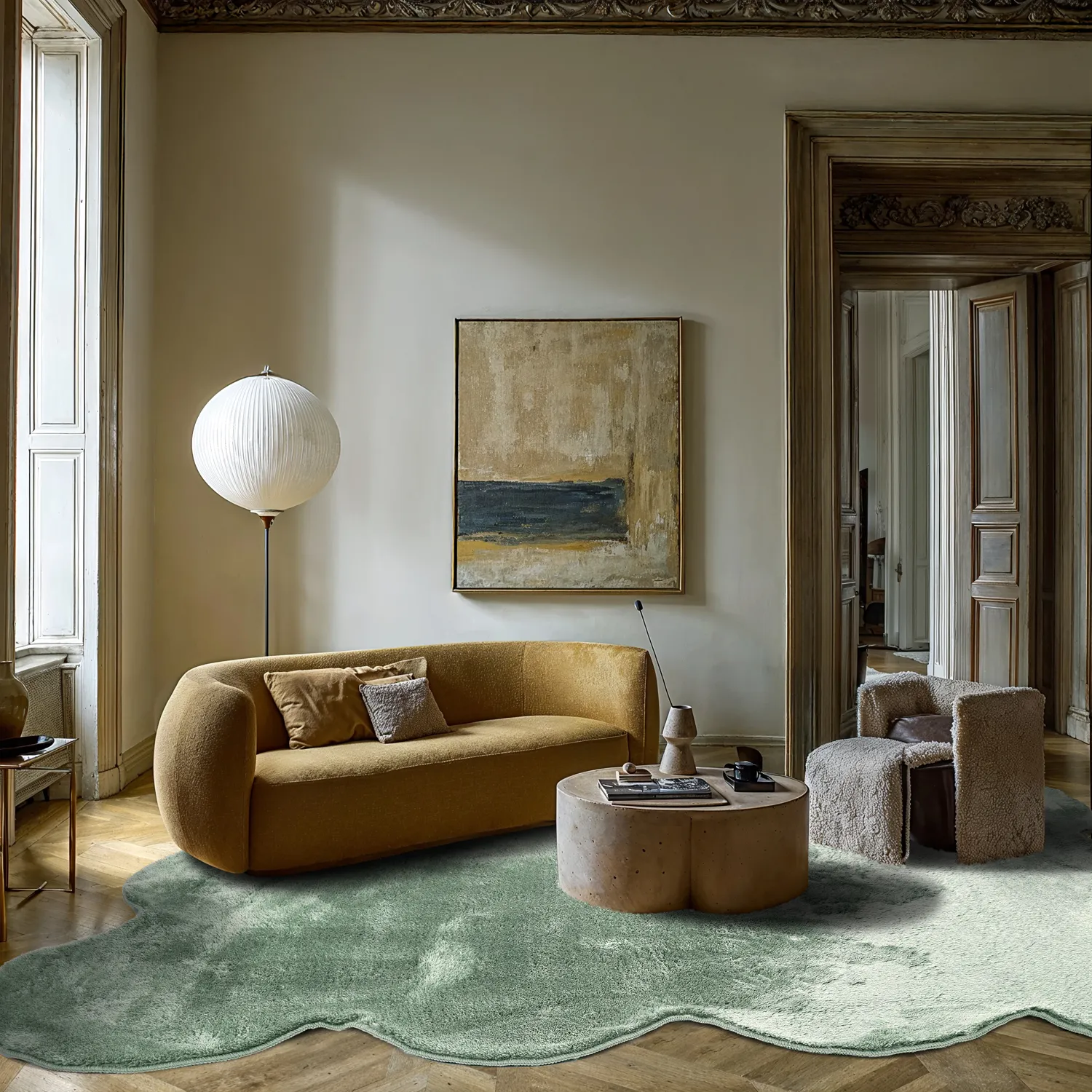 Alfombra de pelo largo ondulada - Aranga Super Soft Fur (verde)