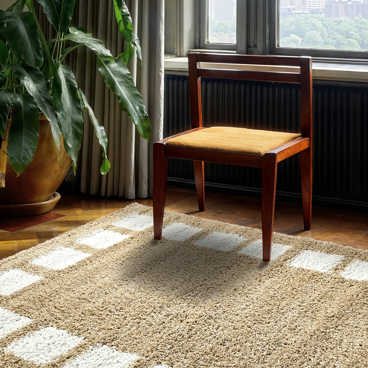 Alfombras de pelo largo - Asilah (beige/blanco)