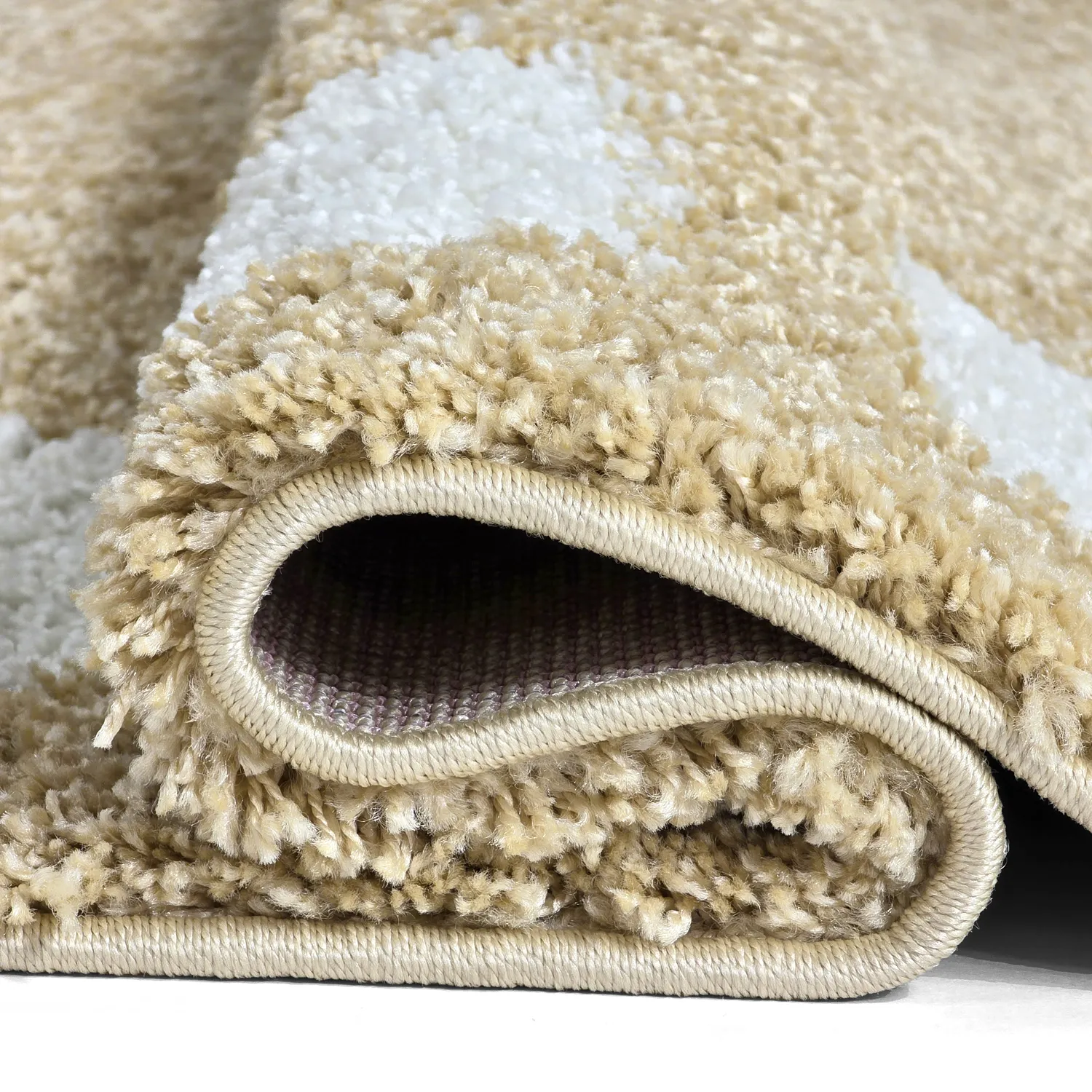 Alfombras de pelo largo - Asilah (beige/blanco)