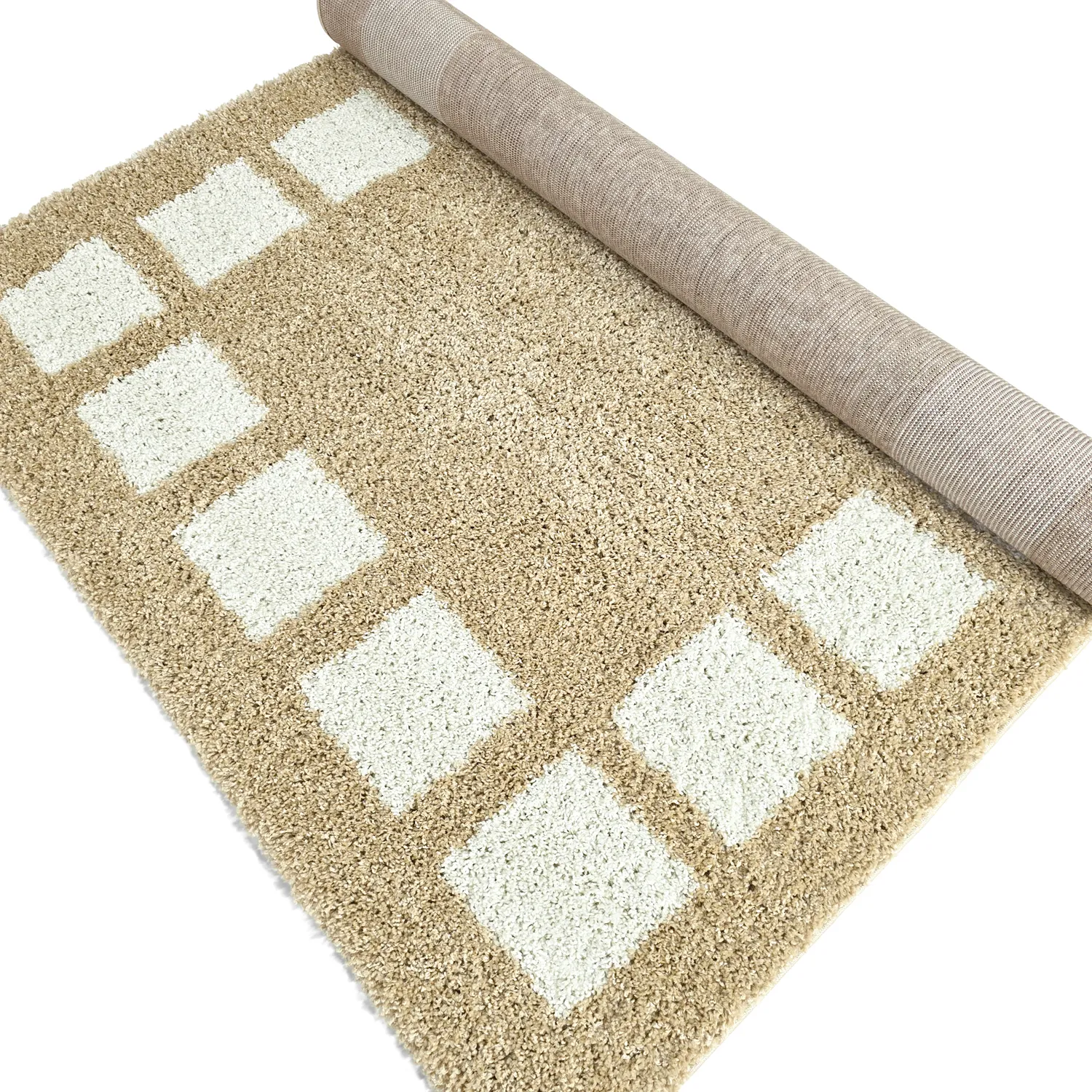Alfombras de pelo largo - Asilah (beige/blanco)