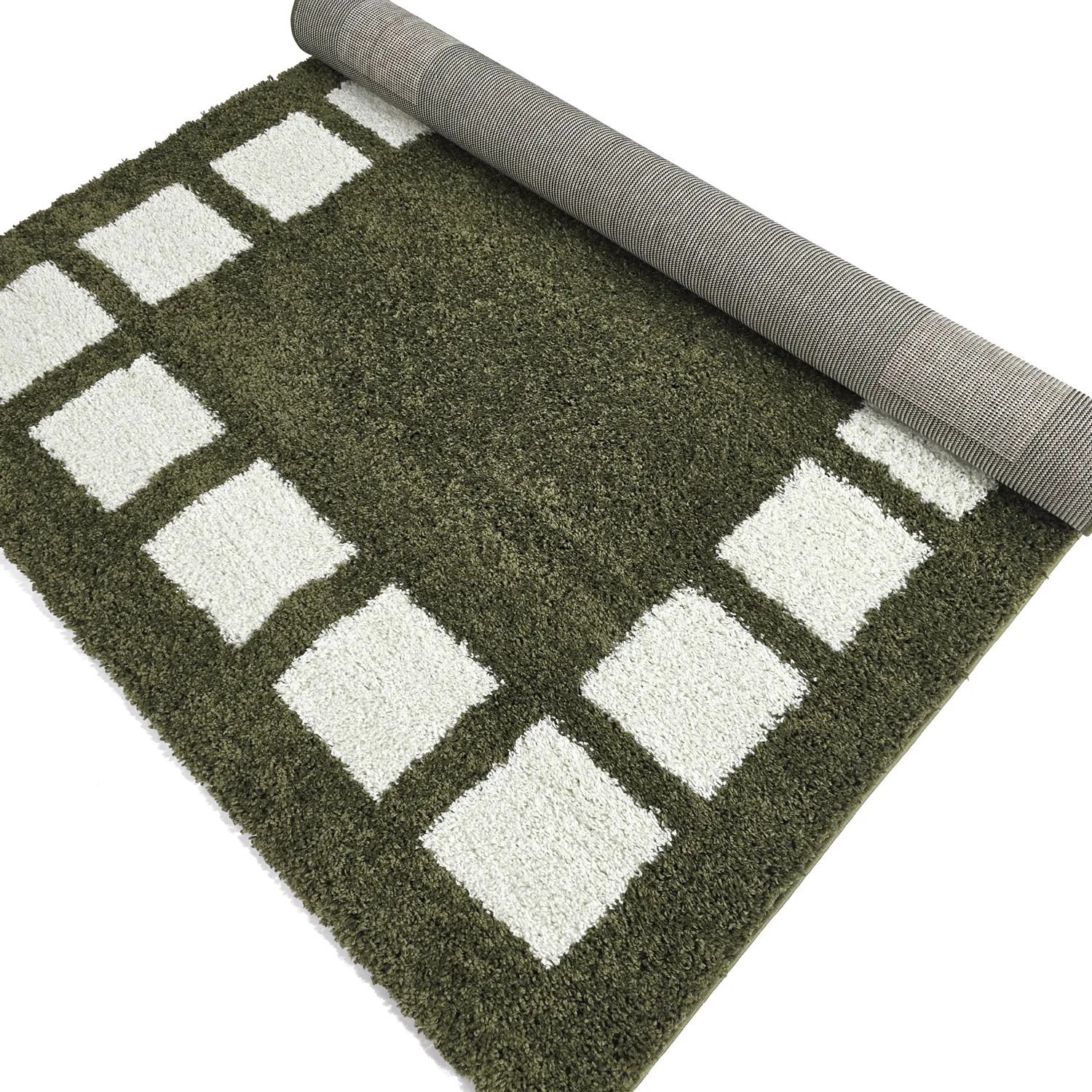 Alfombras de pelo largo - Asilah (verde/blanco)