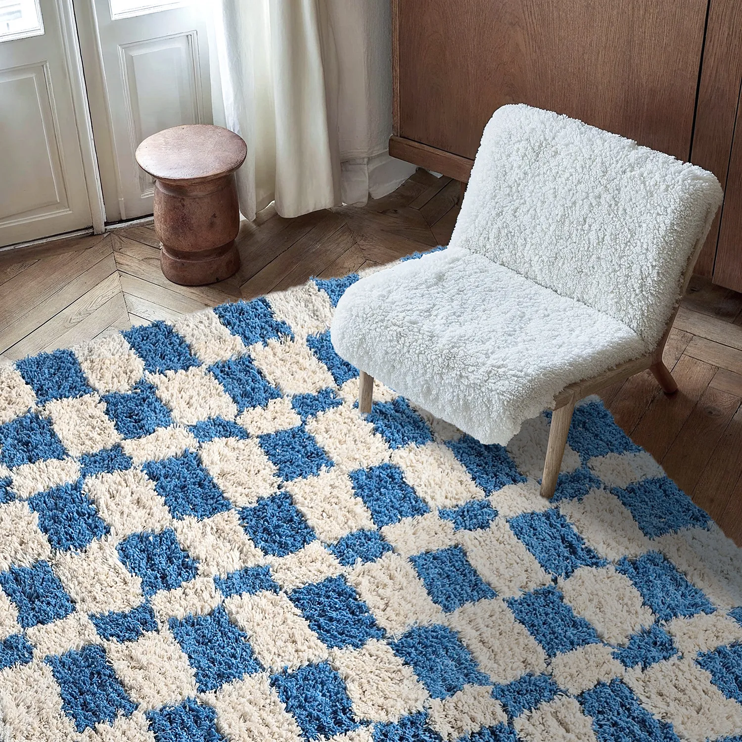 Alfombras de pelo largo - Atrani Natural Cotton Shaggy (azul)
