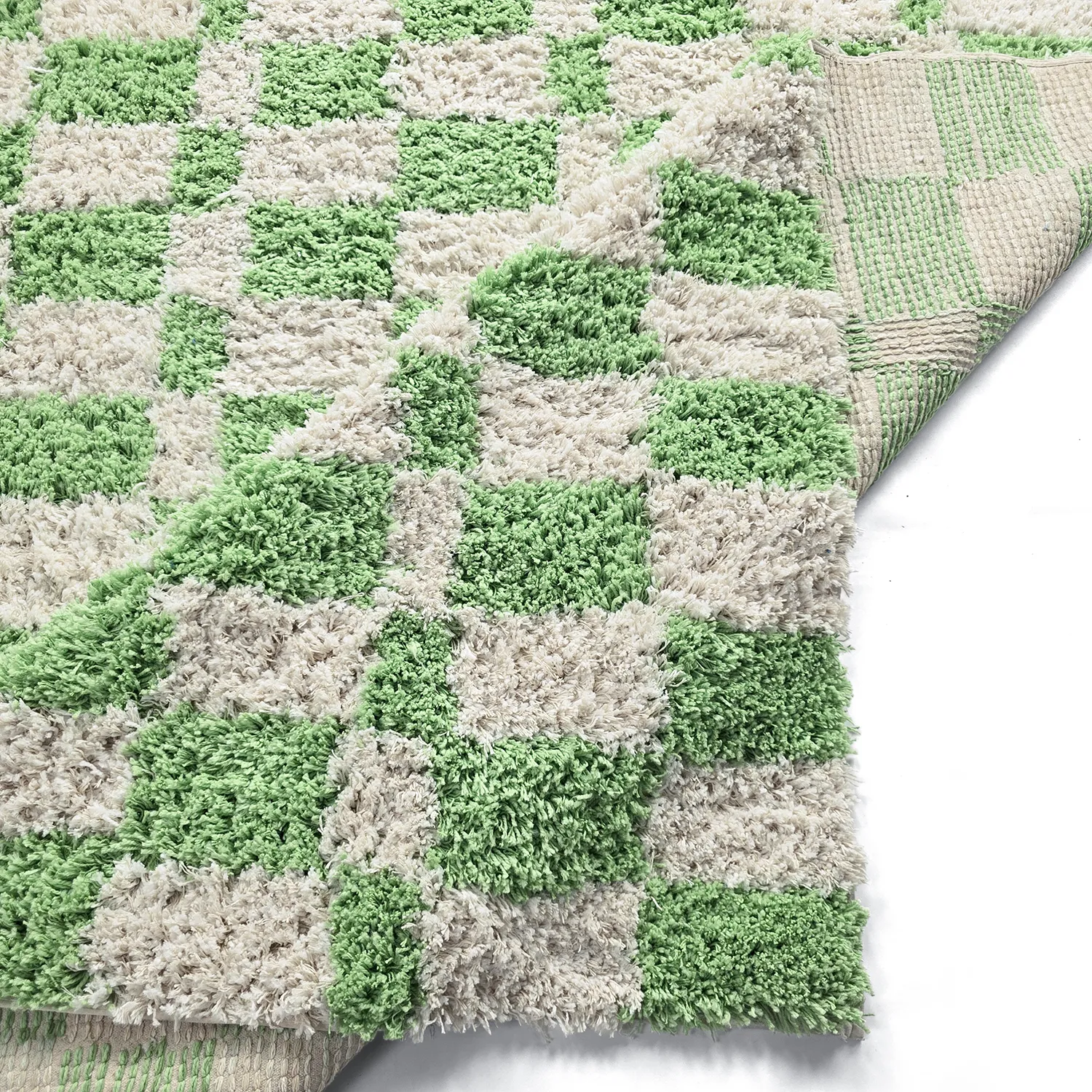 Alfombras de pelo largo - Atrani Natural Cotton Shaggy (verde)
