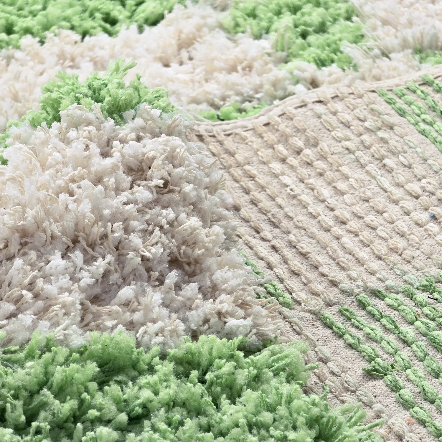 Alfombras de pelo largo - Atrani Natural Cotton Shaggy (verde)