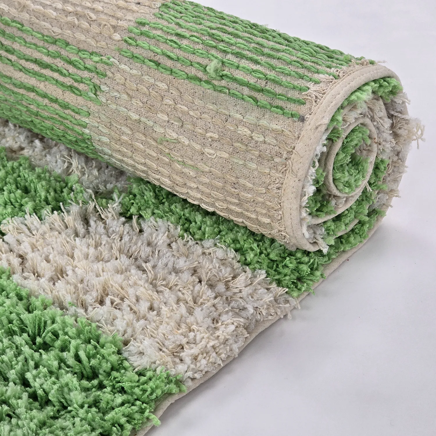 Alfombras de pelo largo - Atrani Natural Cotton Shaggy (verde)