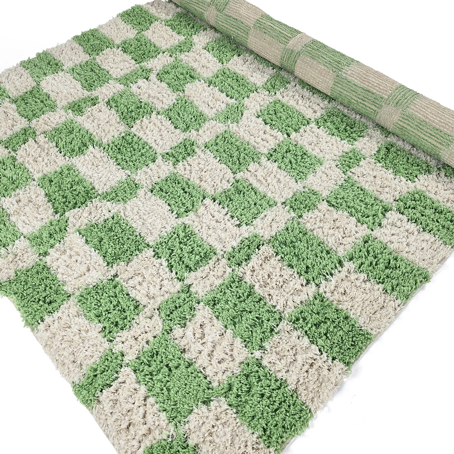Alfombras de pelo largo - Atrani Natural Cotton Shaggy (verde)