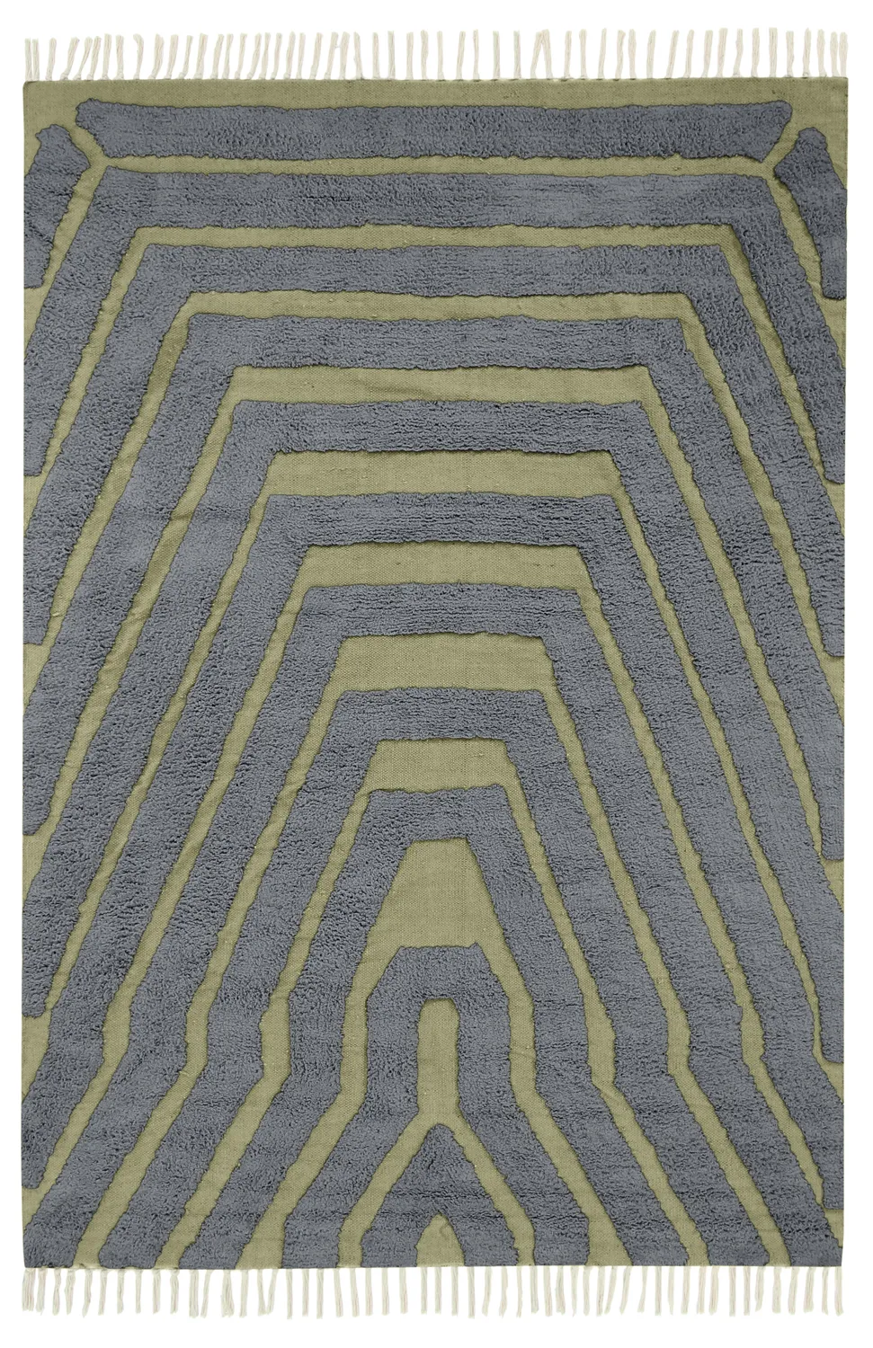 Alfombras de pelo largo - Callista Natural Cotton Shaggy (negro/verde)