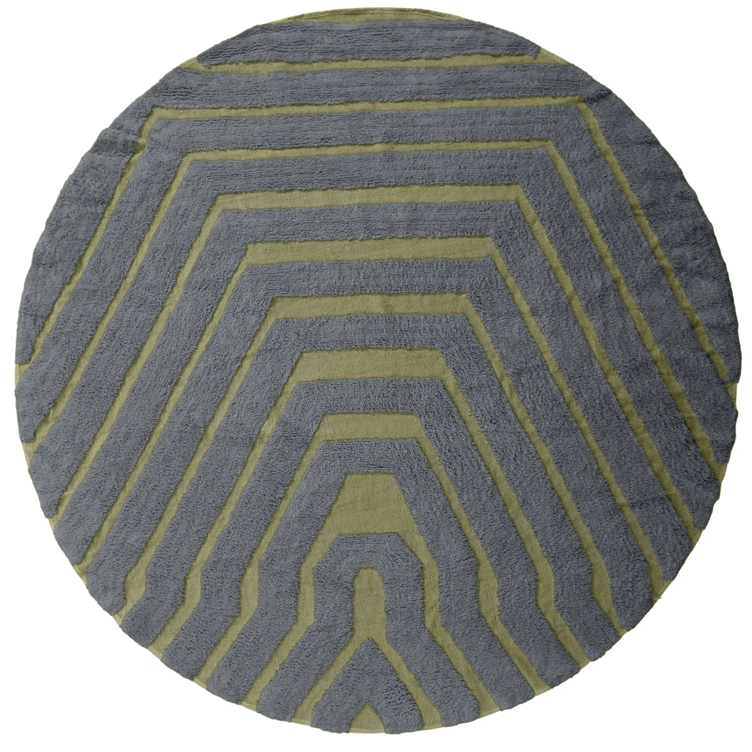 Alfombras redondeadas - Callista Natural Cotton Shaggy (negro/verde)