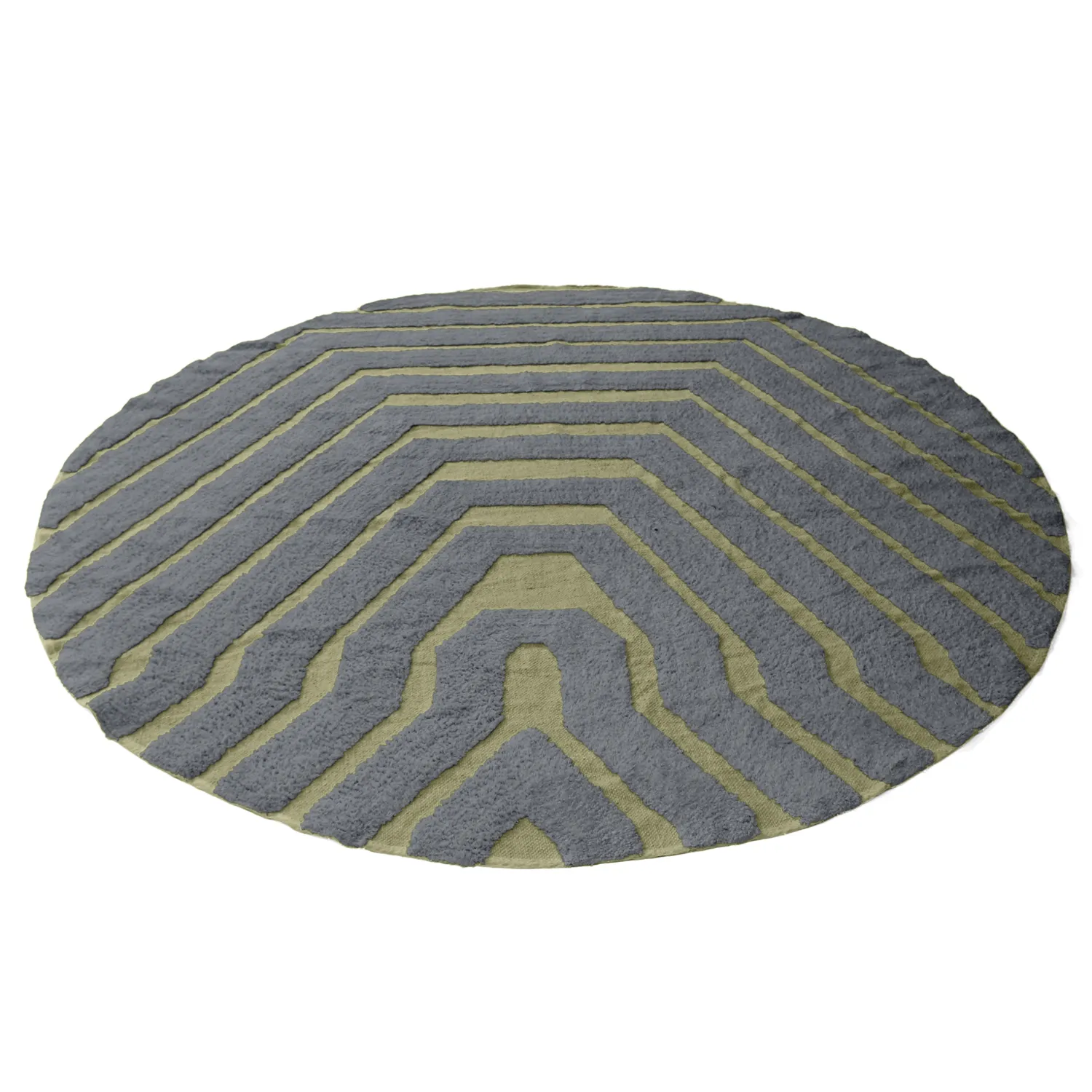 Alfombras redondeadas - Callista Natural Cotton Shaggy (negro/verde)