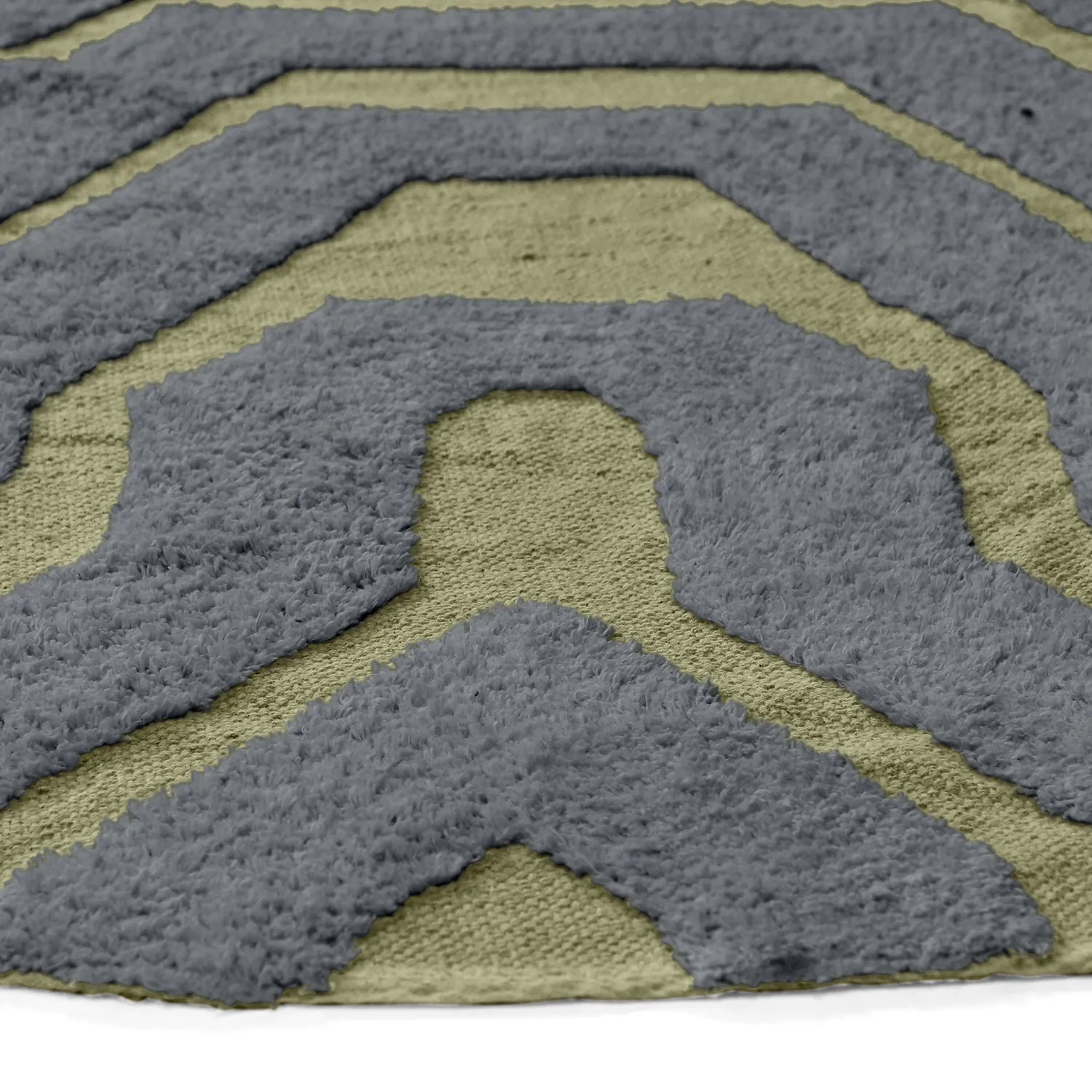 Alfombras redondeadas - Callista Natural Cotton Shaggy (negro/verde)