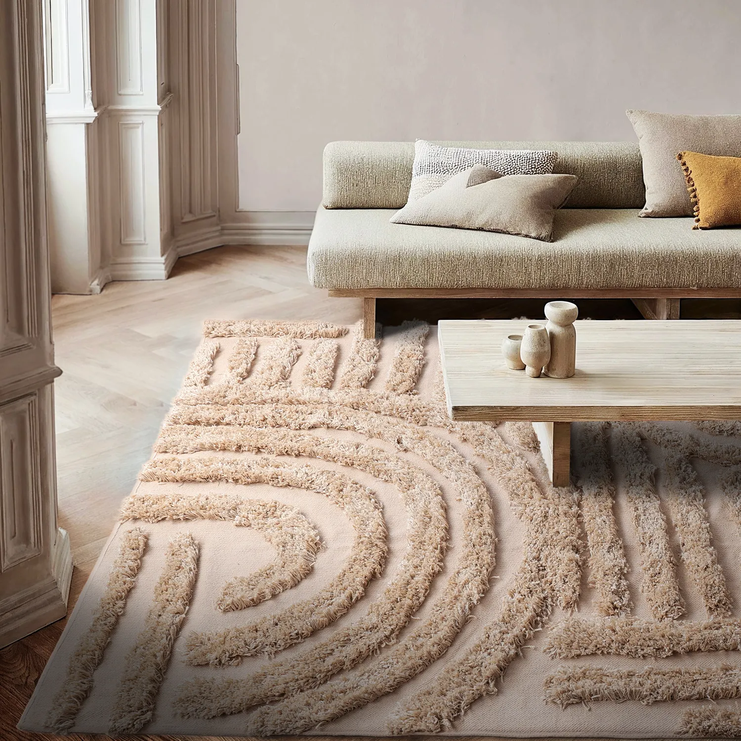 Alfombras de pelo largo - Cazorla Natural Cotton Shaggy (beige)