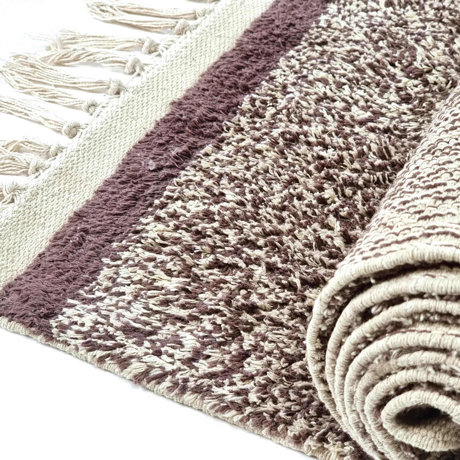 Alfombras de pelo largo - Celina Natural Cotton Shaggy (beige/marrón)