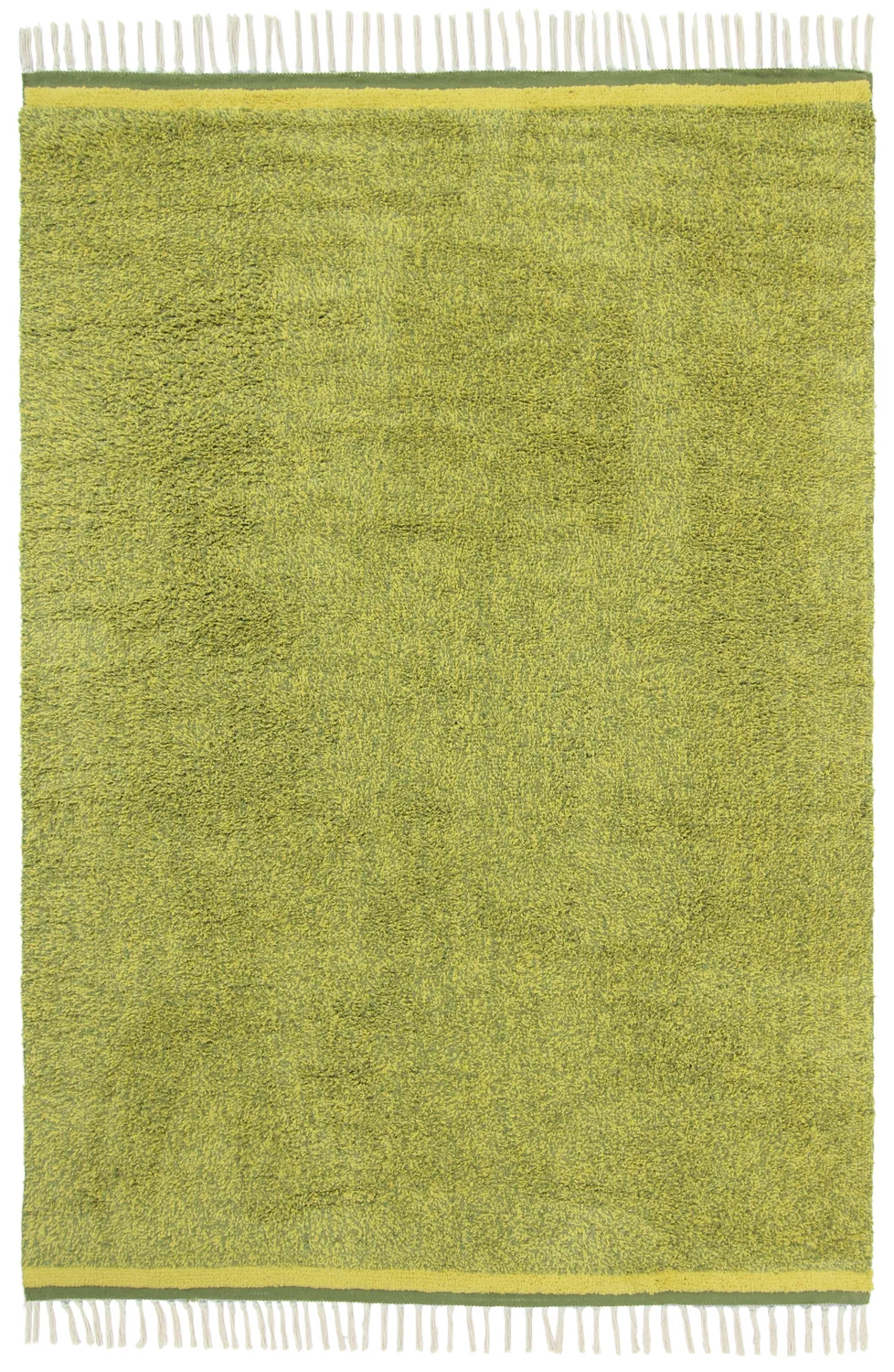 Alfombras de pelo largo - Celina Natural Cotton Shaggy (verde/amarillo)