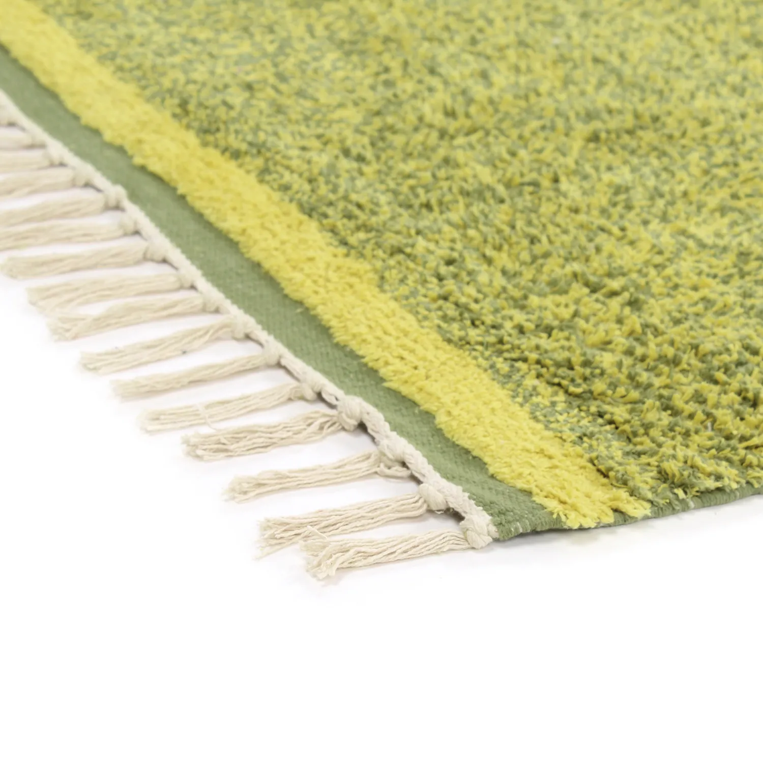 Alfombras de pelo largo - Celina Natural Cotton Shaggy (verde/amarillo)