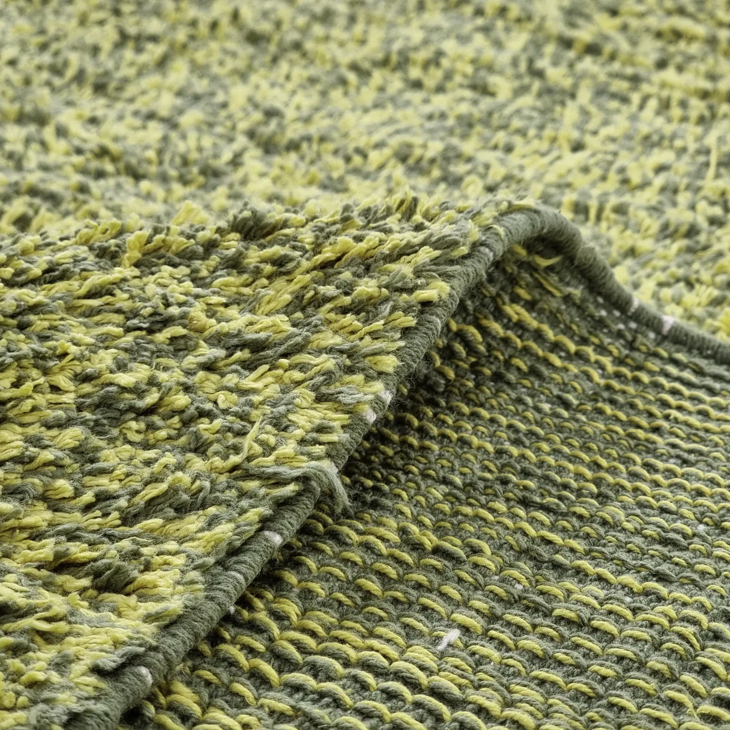 Alfombras de pelo largo - Celina Natural Cotton Shaggy (verde/amarillo)