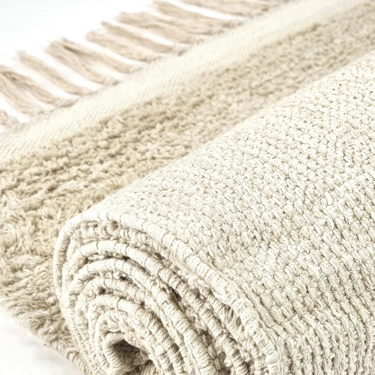 Alfombras de pelo largo - Celina Natural Cotton Shaggy (blanco roto/beige)