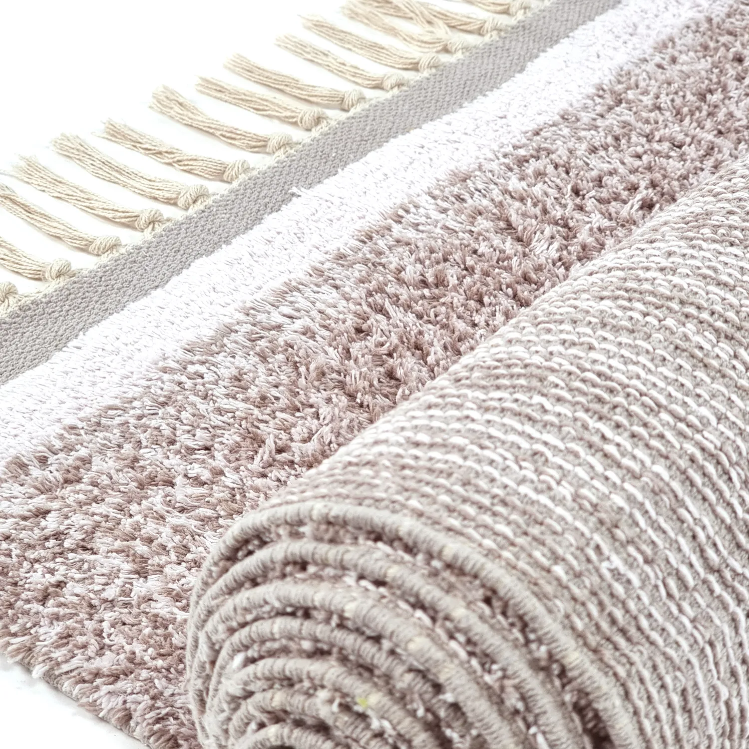 Alfombras de pelo largo - Celina Natural Cotton Shaggy (gris topo/lavanda)
