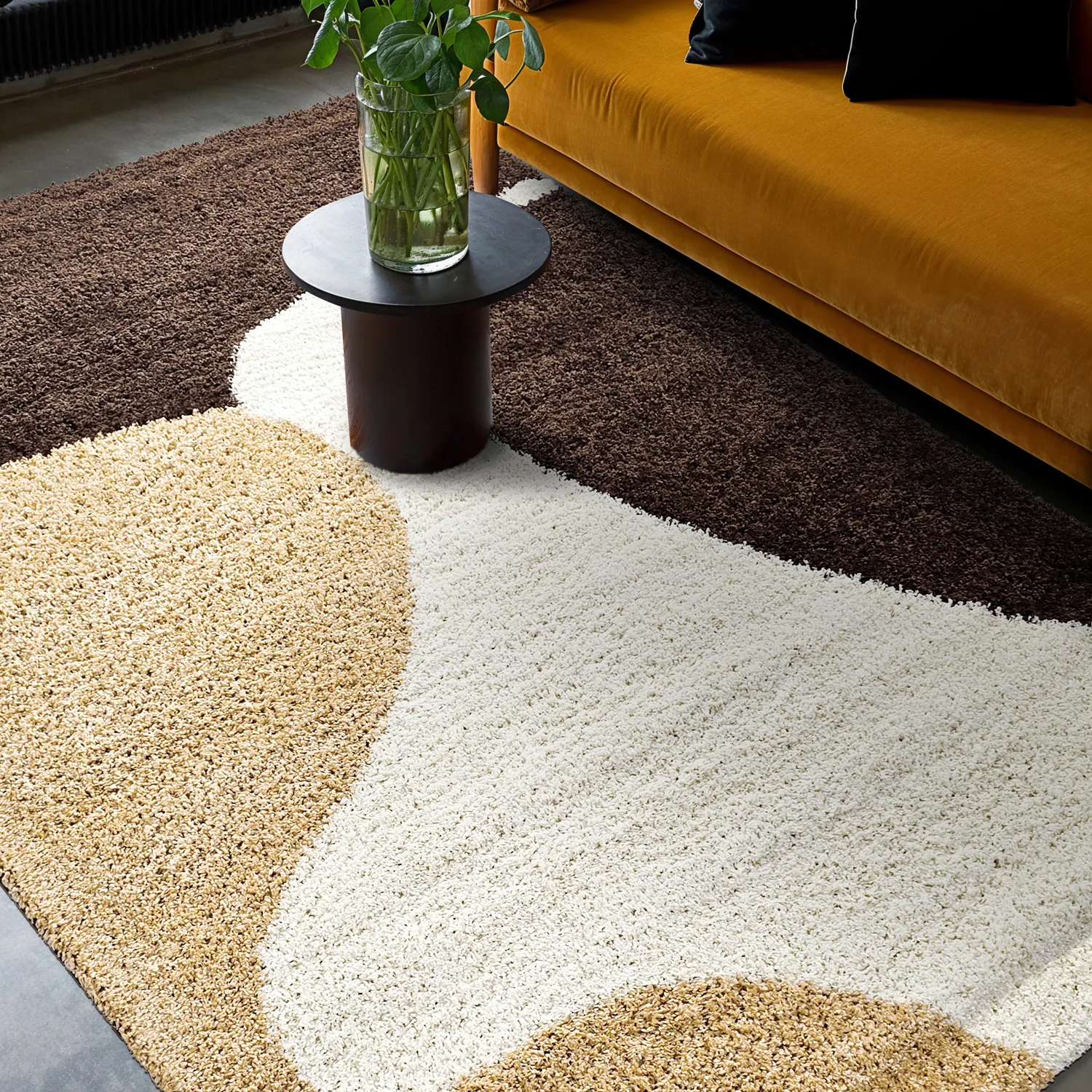 Alfombras de pelo largo - Chiniot (marrón/beige/blanco)