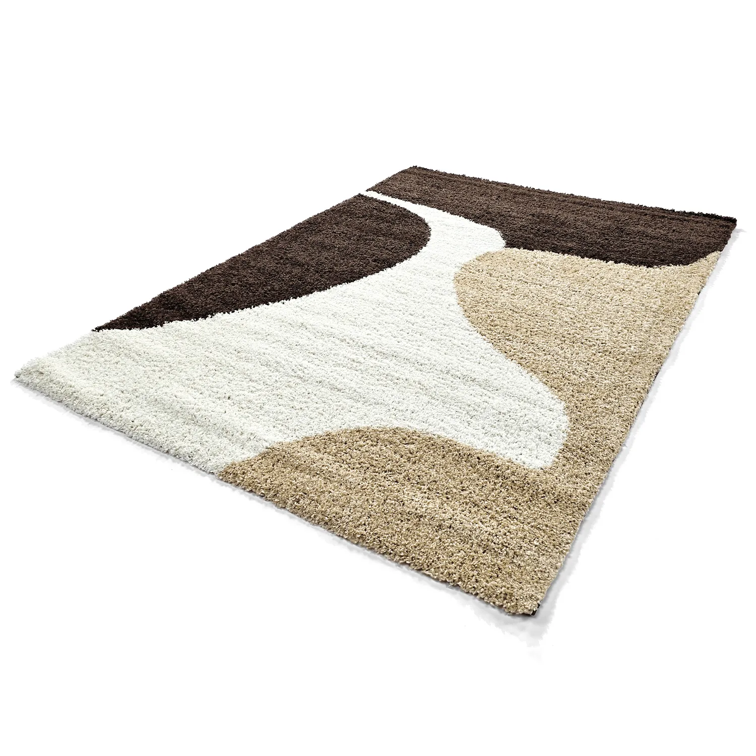 Alfombras de pelo largo - Chiniot (marrón/beige/blanco)