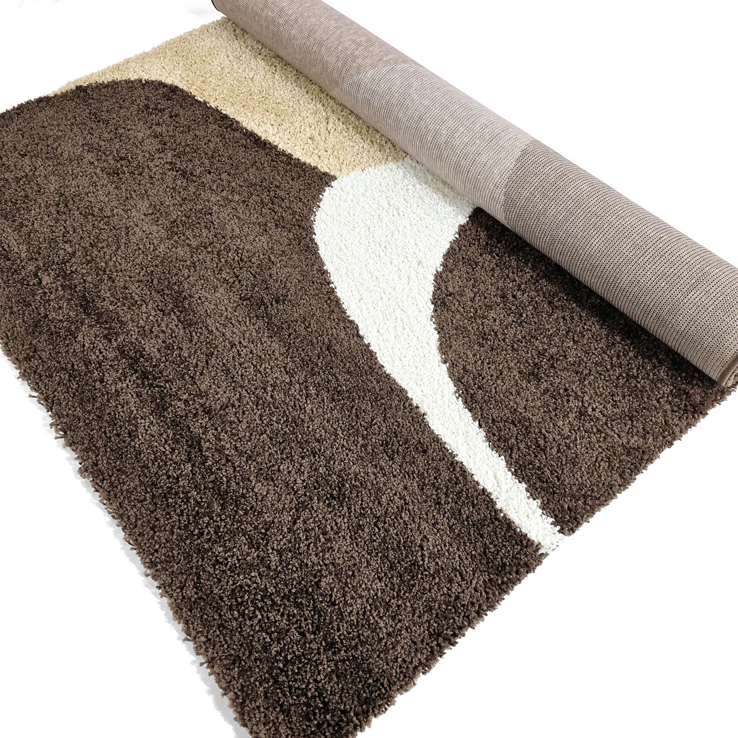 Alfombras de pelo largo - Chiniot (marrón/beige/blanco)