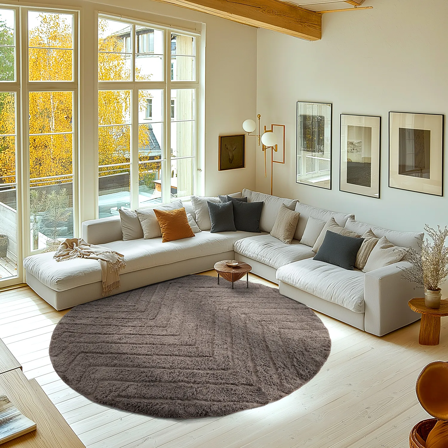Alfombras redondeadas - Conara Natural Cotton Shaggy (gris pardo)