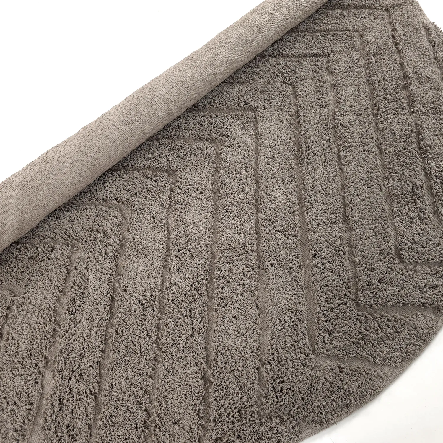 Alfombras redondeadas - Conara Natural Cotton Shaggy (gris pardo)