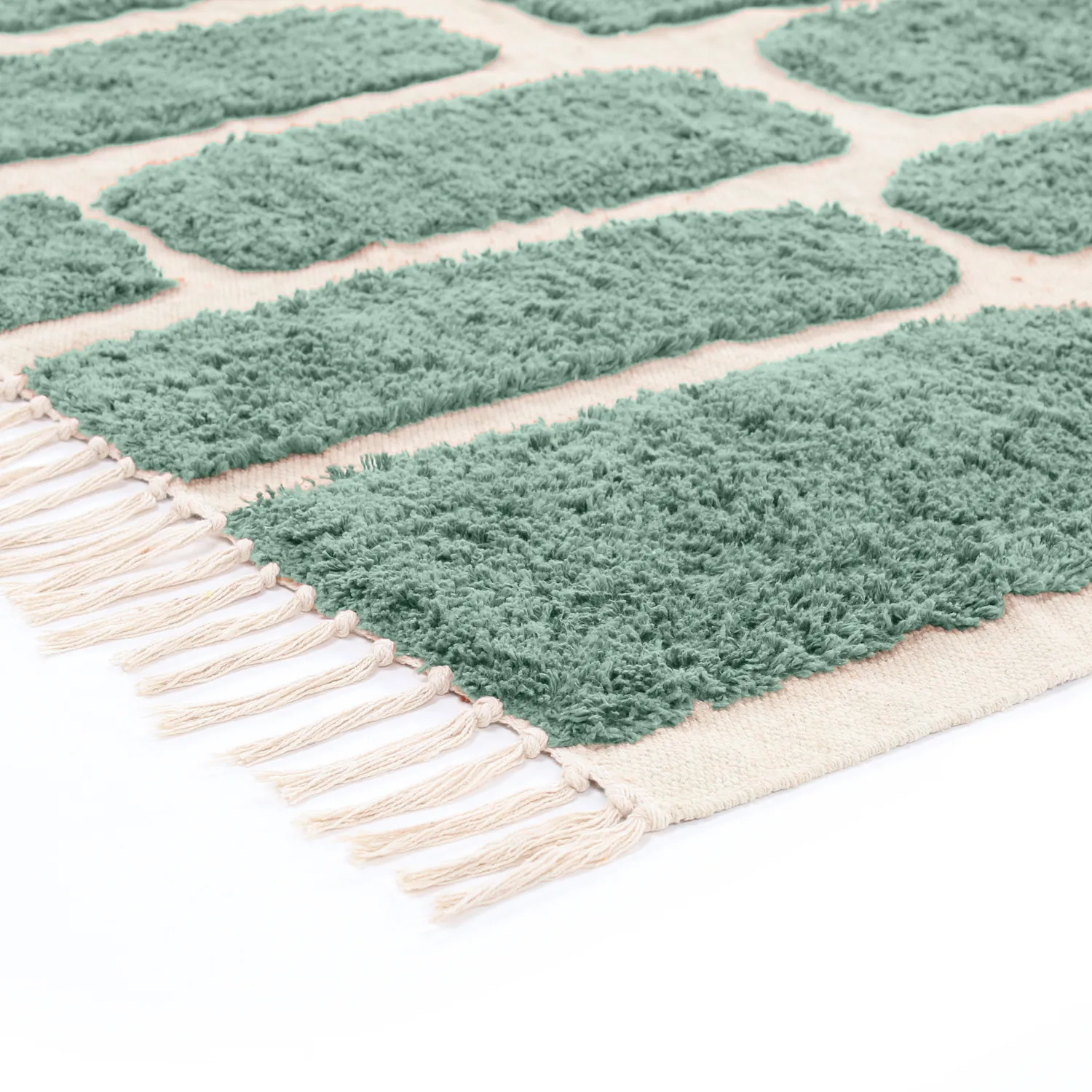 Alfombras de pelo largo - Cyrus Natural Cotton Shaggy (verde)