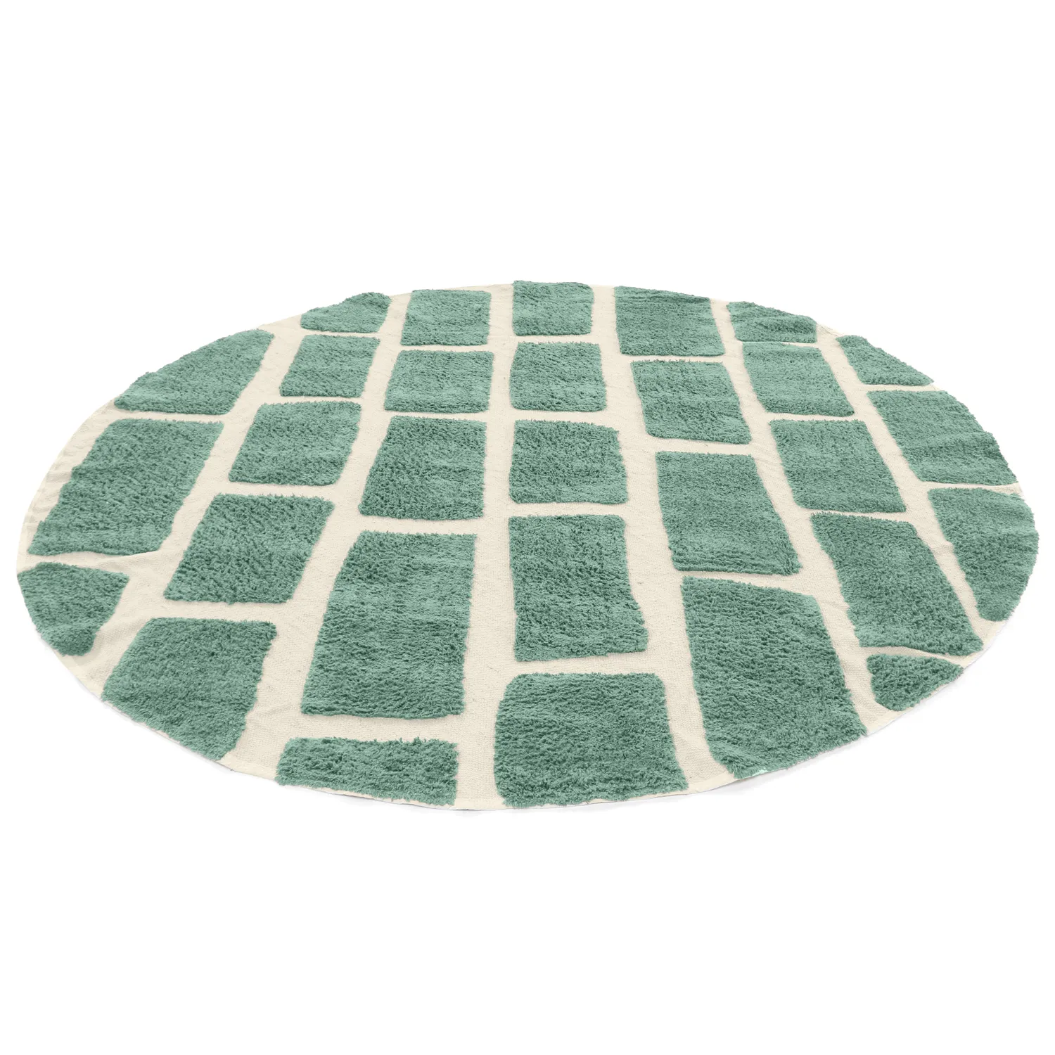Alfombras redondeadas - Cyrus Natural Cotton Shaggy (verde)