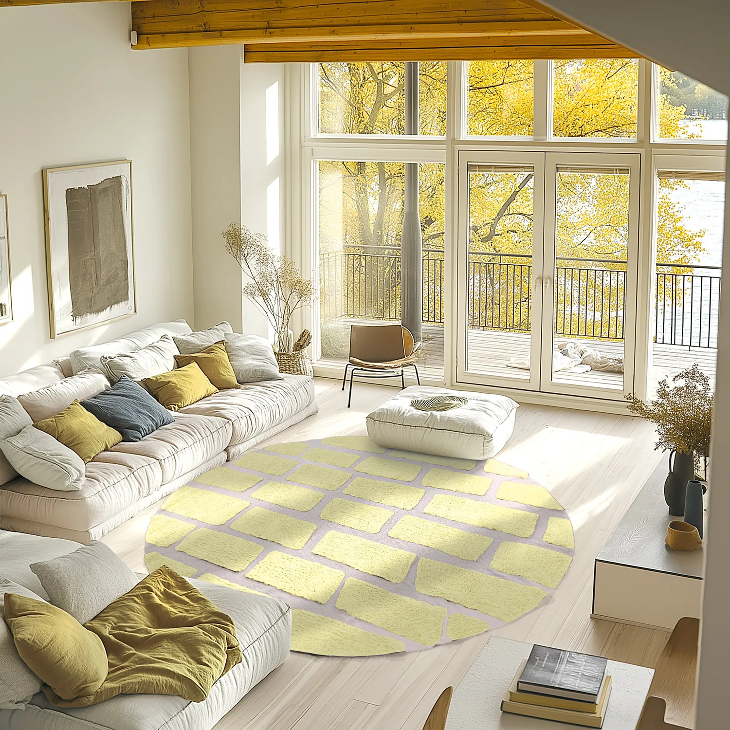 Alfombras redondeadas - Cyrus Natural Cotton Shaggy (amarillo)
