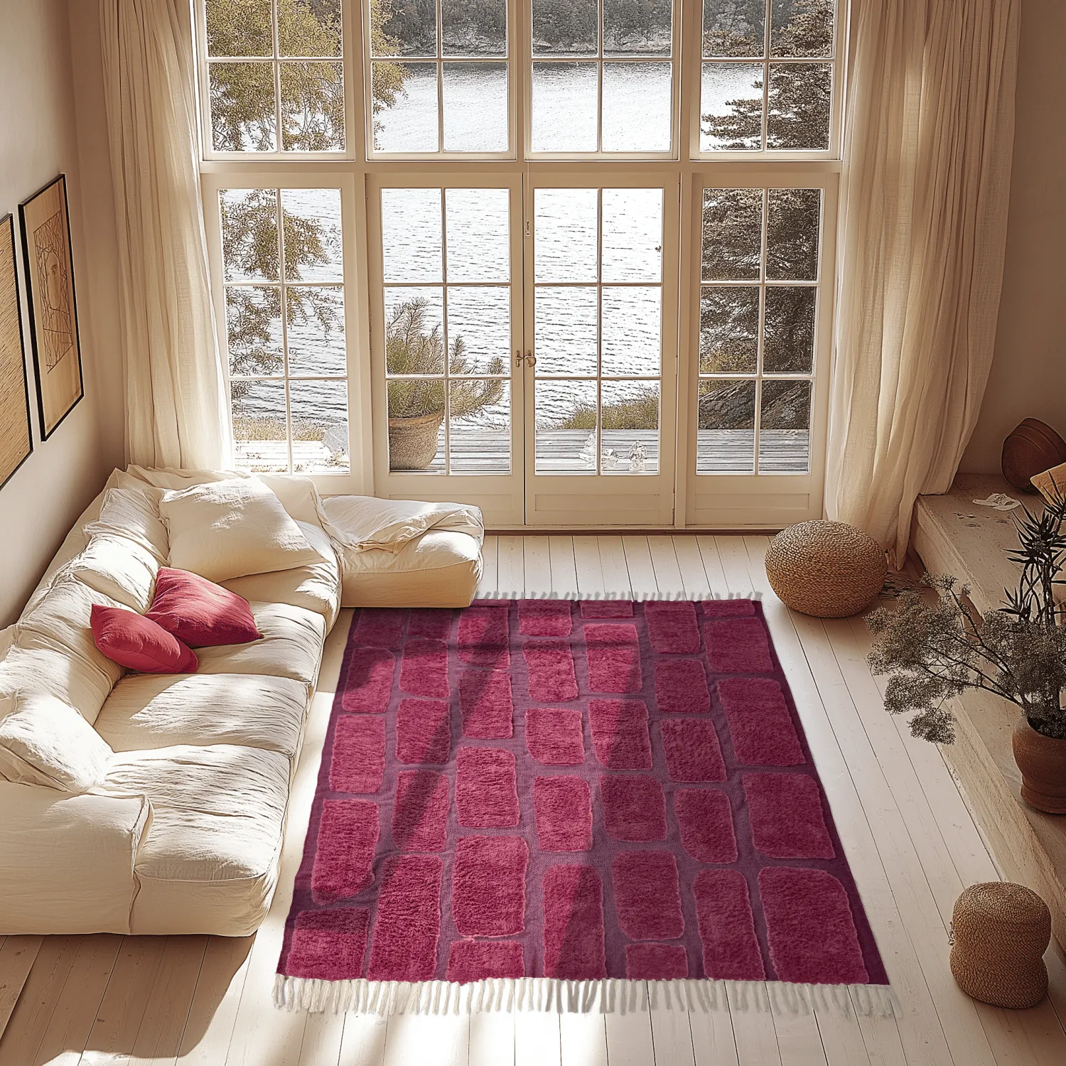 Alfombras de pelo largo - Cyrus Natural Cotton Shaggy (rojo)