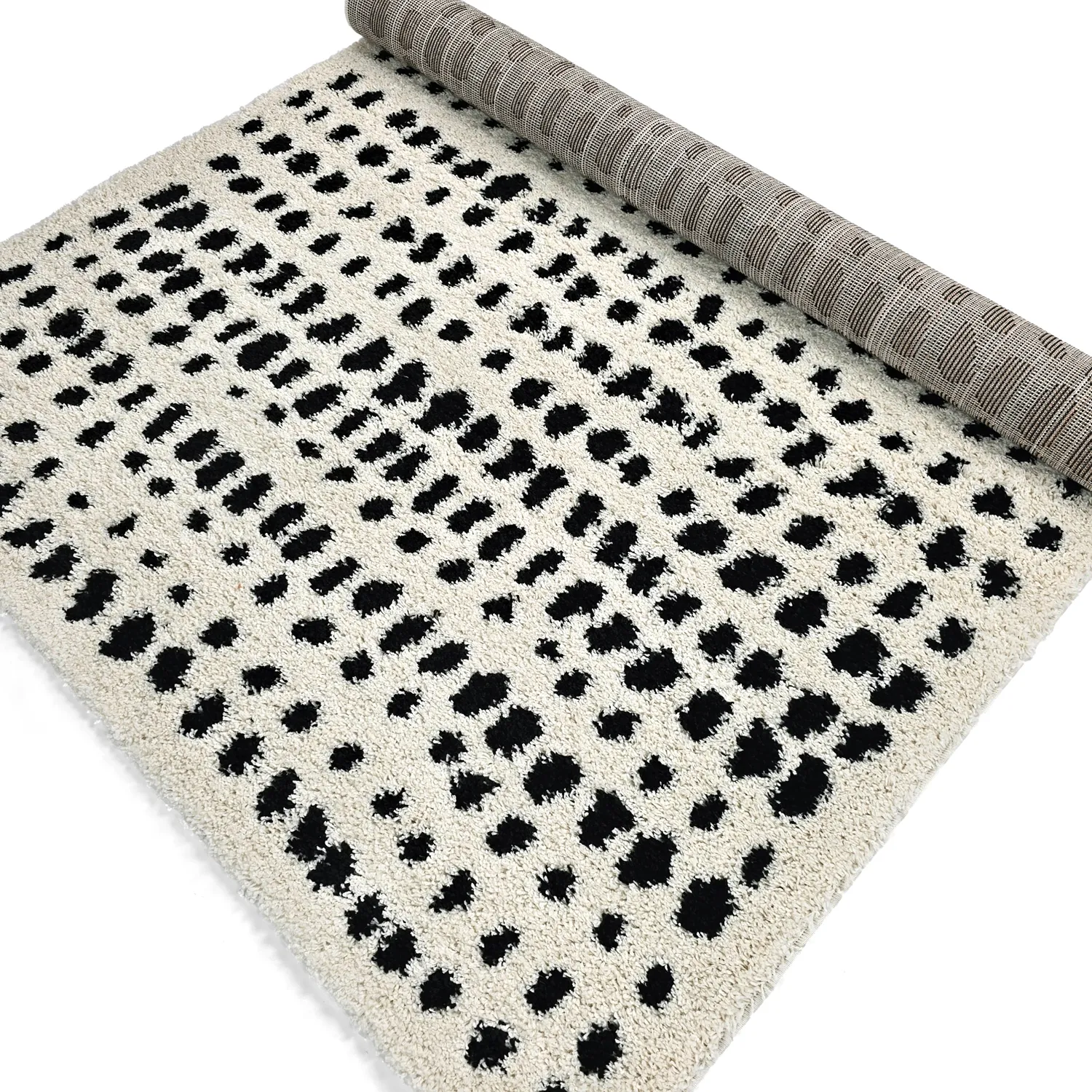Alfombras de pelo largo - Dotty (negro/blanco)