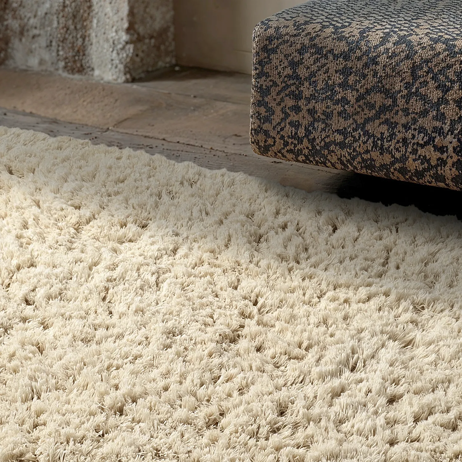 Alfombras de pelo largo - Fassale Hand Woven Wool Shaggy (crema)